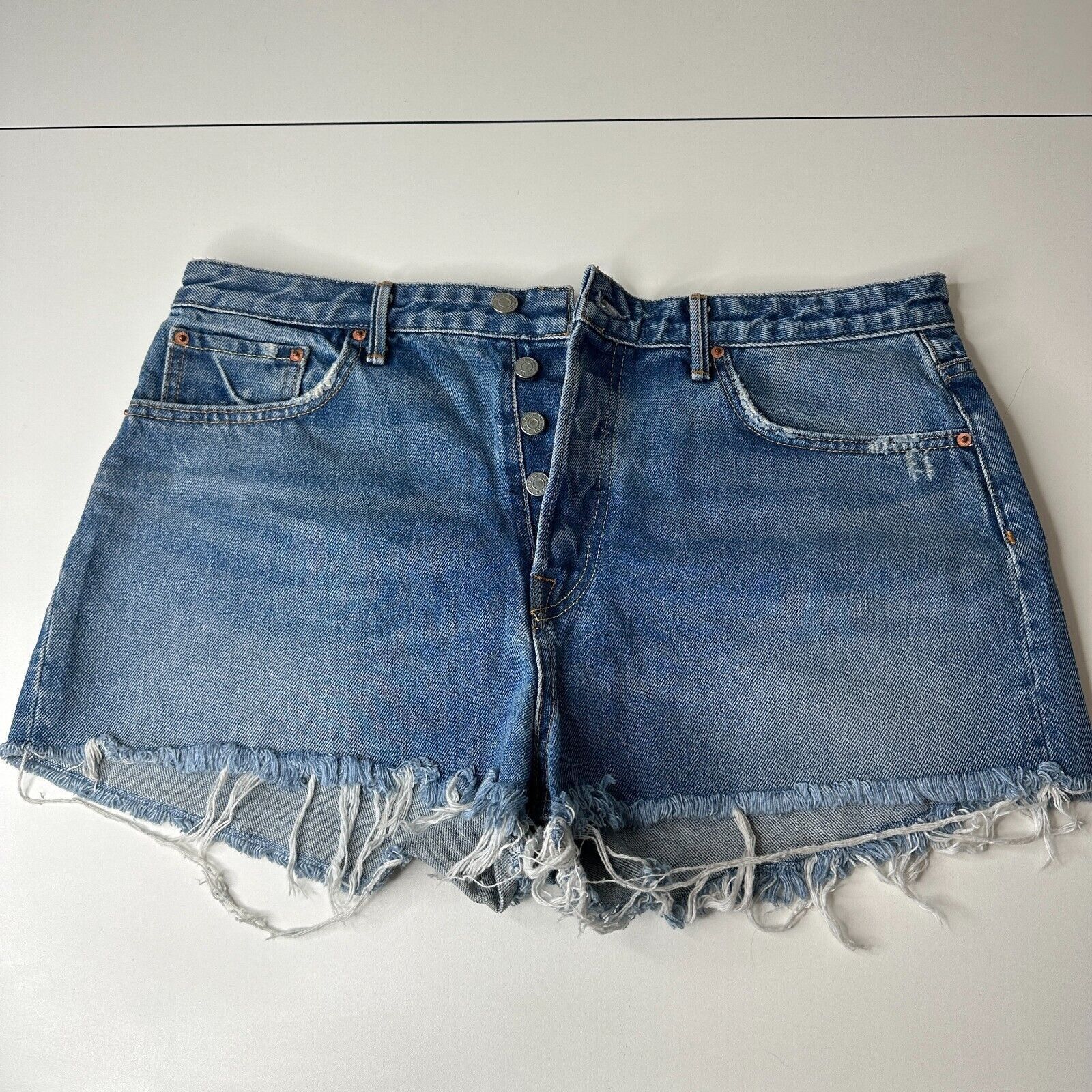 GRLFRND GRLFRND Cindy Button Fly High Rise CutOff Short Raw Hem 32 Size 32" / US 10 / IT 46 - 1 Thumbnail