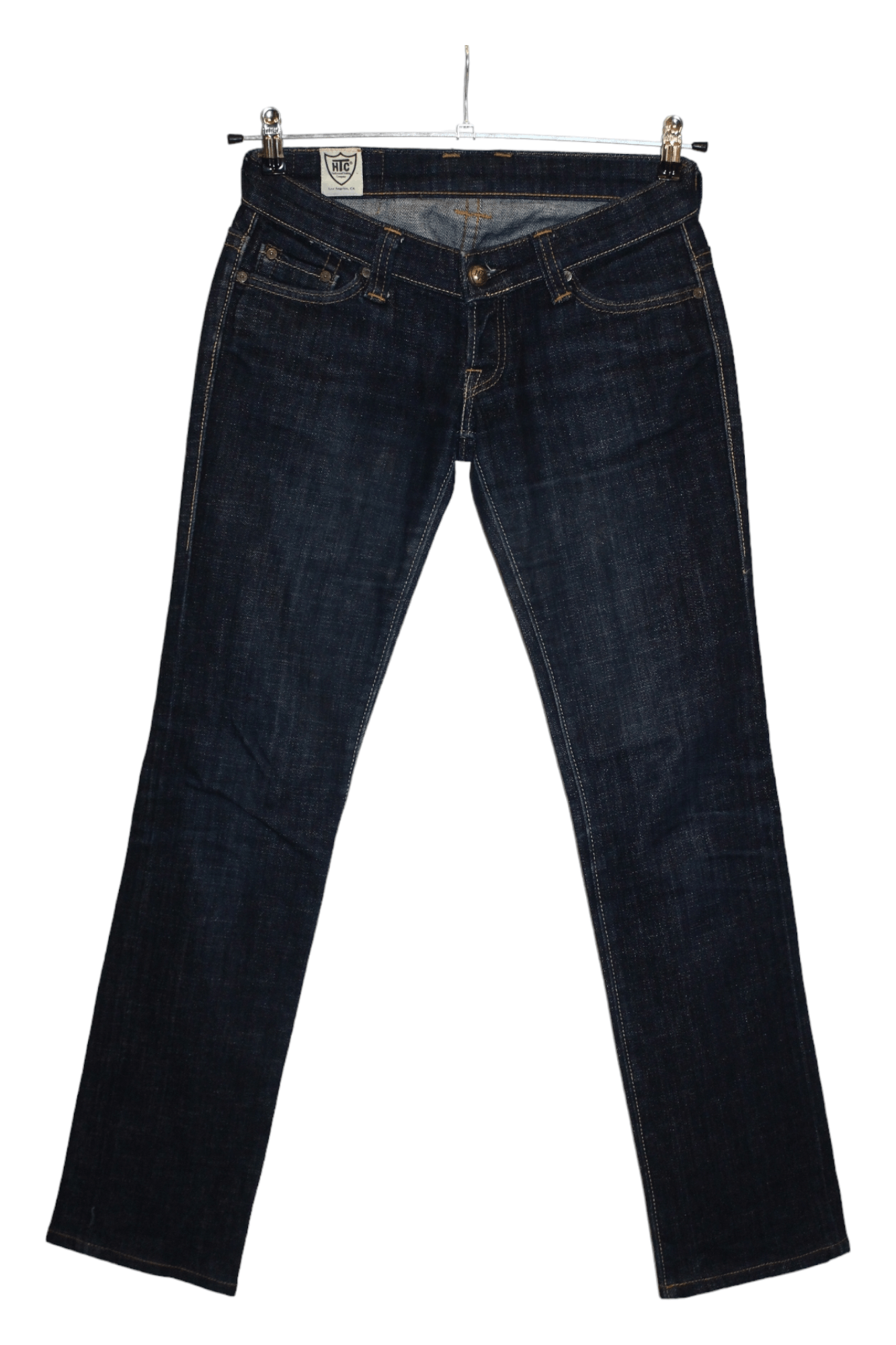 Hollywood Trading Company HTC Los Angeles Blue Raw Denim Straight-Leg Low Rise Jeans Size 28" / US 6 / IT 42 - 8 Thumbnail