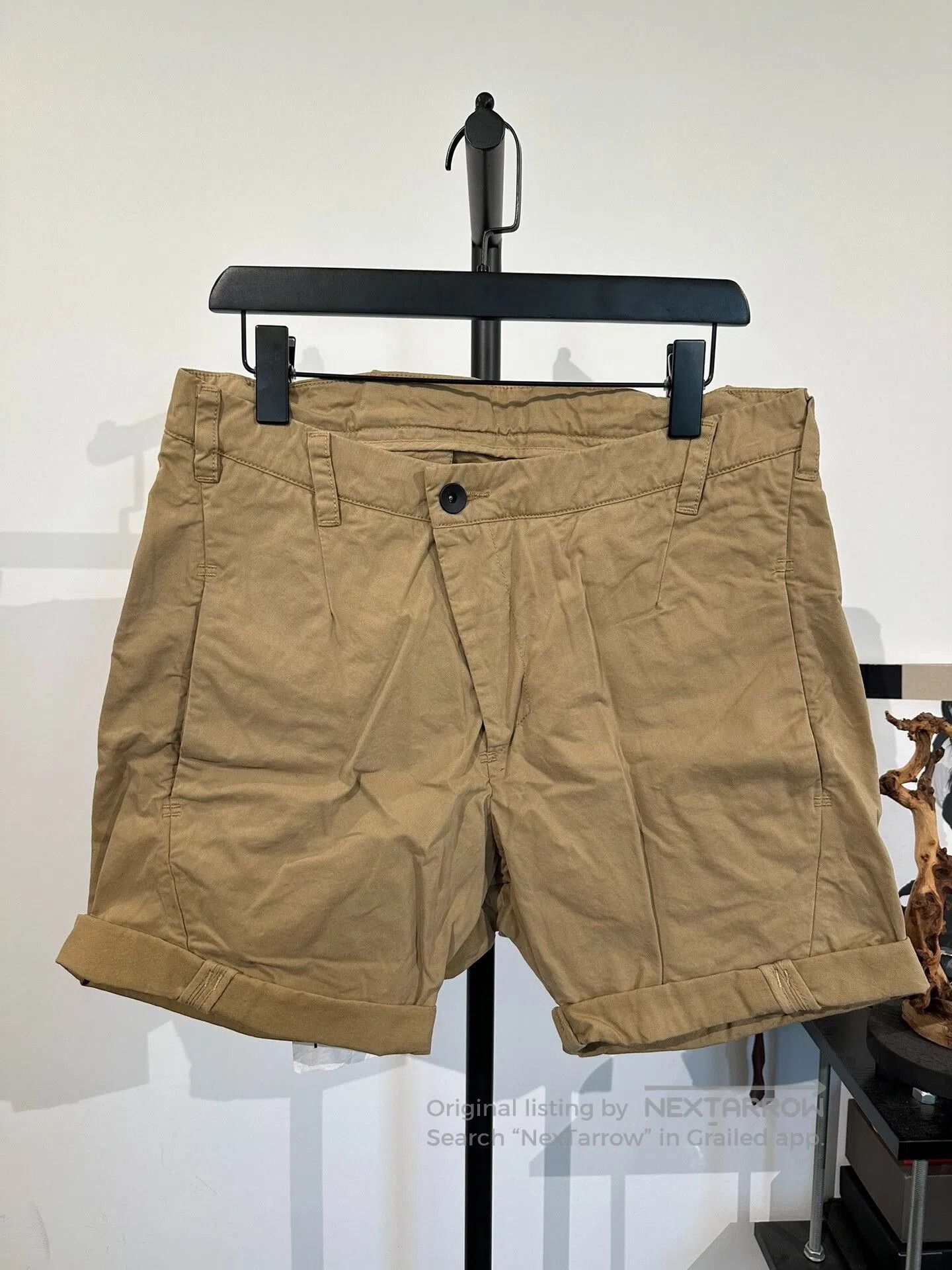 11 By Boris Bidjan Saberi Boris Bidjan Saberi 11by bbs P5 Beige Twill Shorts. Size US 28 / EU 44 - 1 Thumbnail
