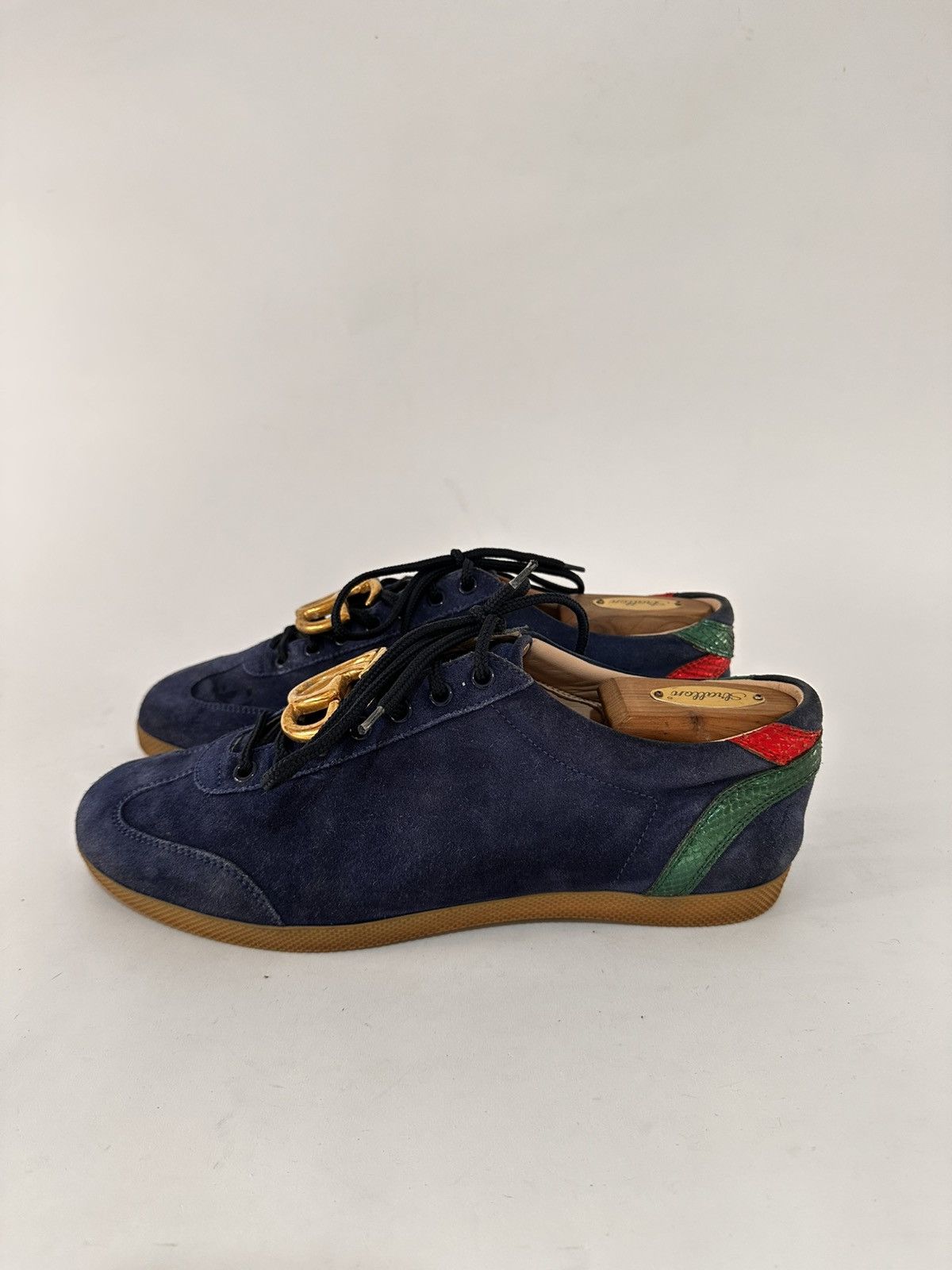 Gucci Gucci G74 GG Blue Suede Low Top Sneakers Size US 9.5 / EU 42-43 - 4 Thumbnail