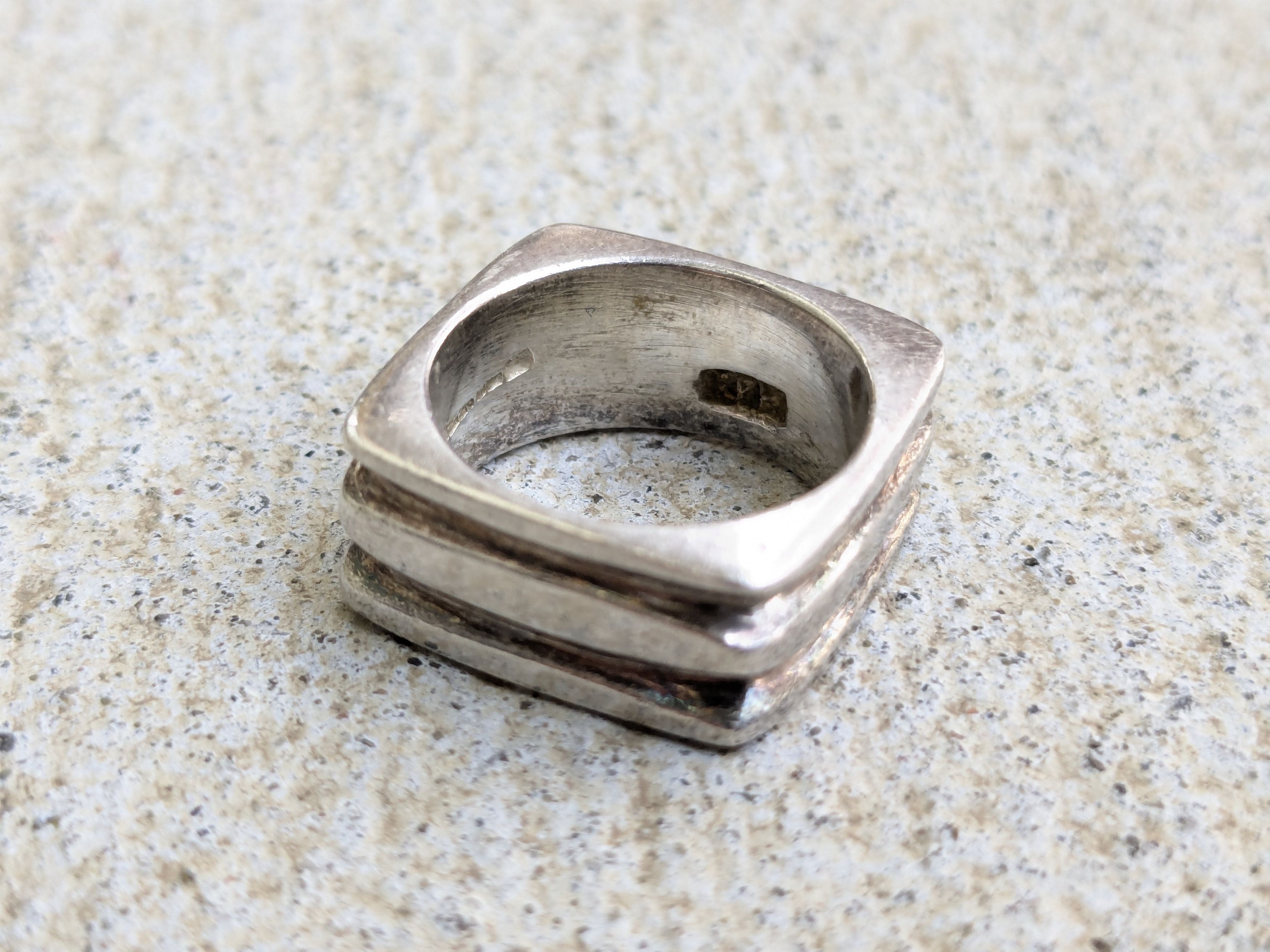 Other Vintage Sterling Silver Ring 6.75 Square Abstract Modern Size ONE SIZE - 5 Thumbnail