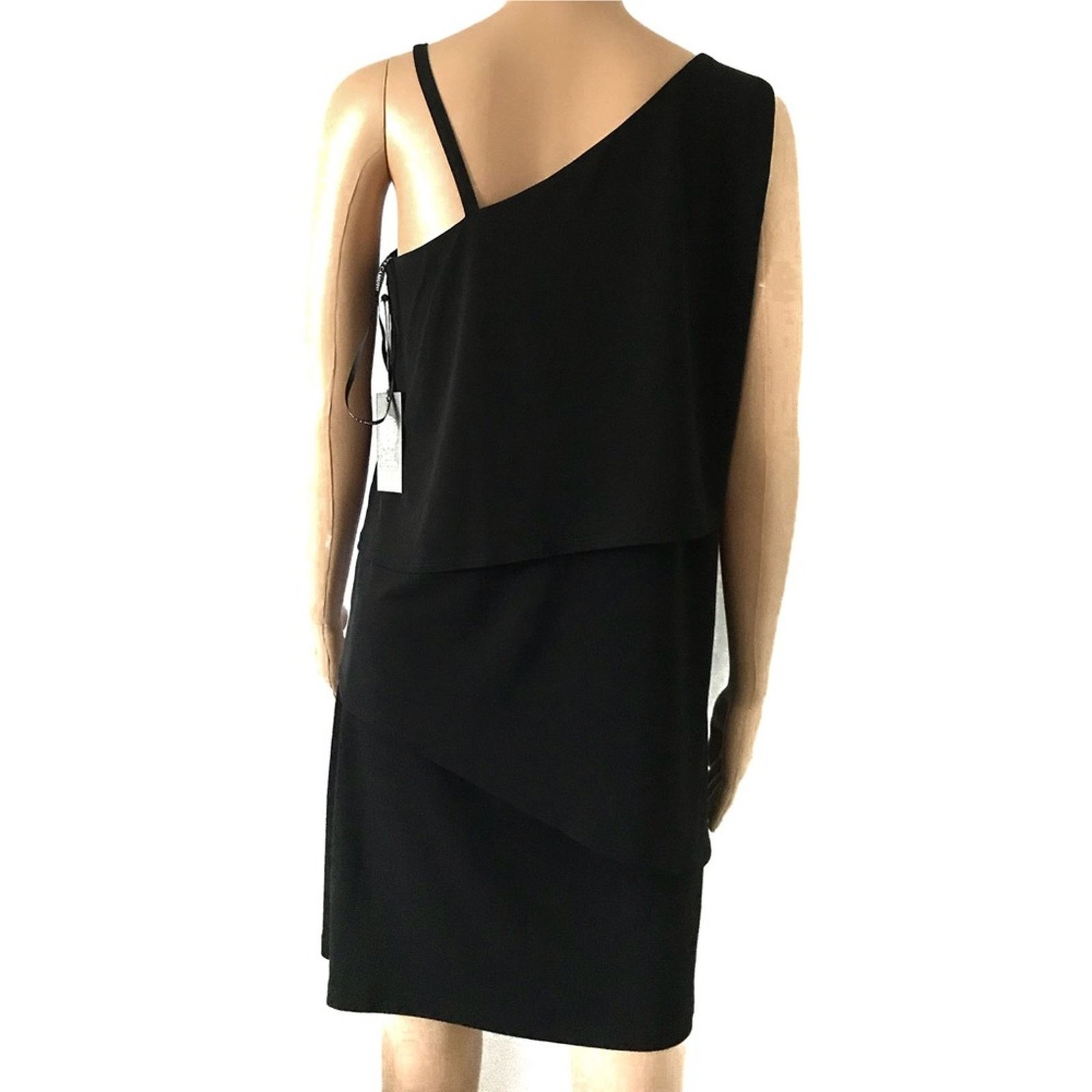 Vince Camuto Vince Camuto Black One Shoulder Layered Ruffle Dress 8 Size M / US 6-8 / IT 42-44 - 2 Thumbnail