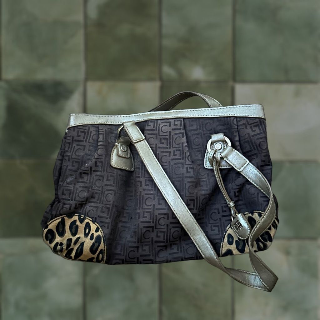 Doublet VINTAGE LC Hobo Bag Women's Purse Pocketbook Double Handle Animal Print Brown 9x11in Snap Metallic Faux Leather Inner Pockets Retro Medium Women’s Bag Size ONE SIZE - 1 Thumbnail