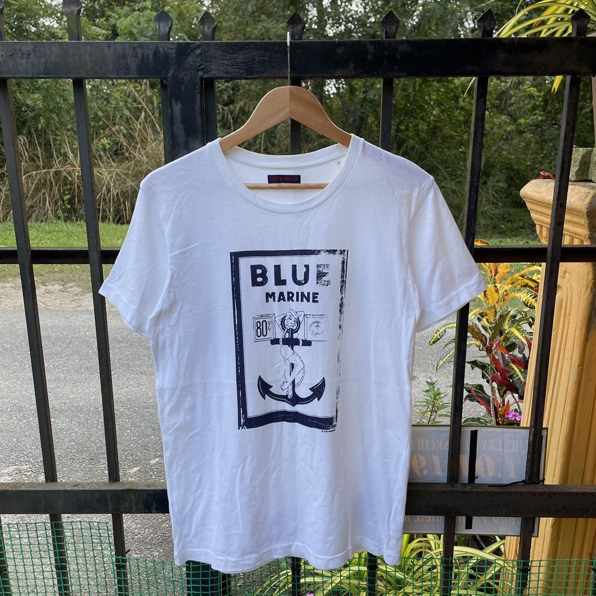 Blue Blue Japan × Japanese Brand × Vintage 🔥🇯🇵Blue Blue Japan HR Market Blue Marine Big Logo Tee Size US M / EU 48-50 / 2 - 1 Thumbnail