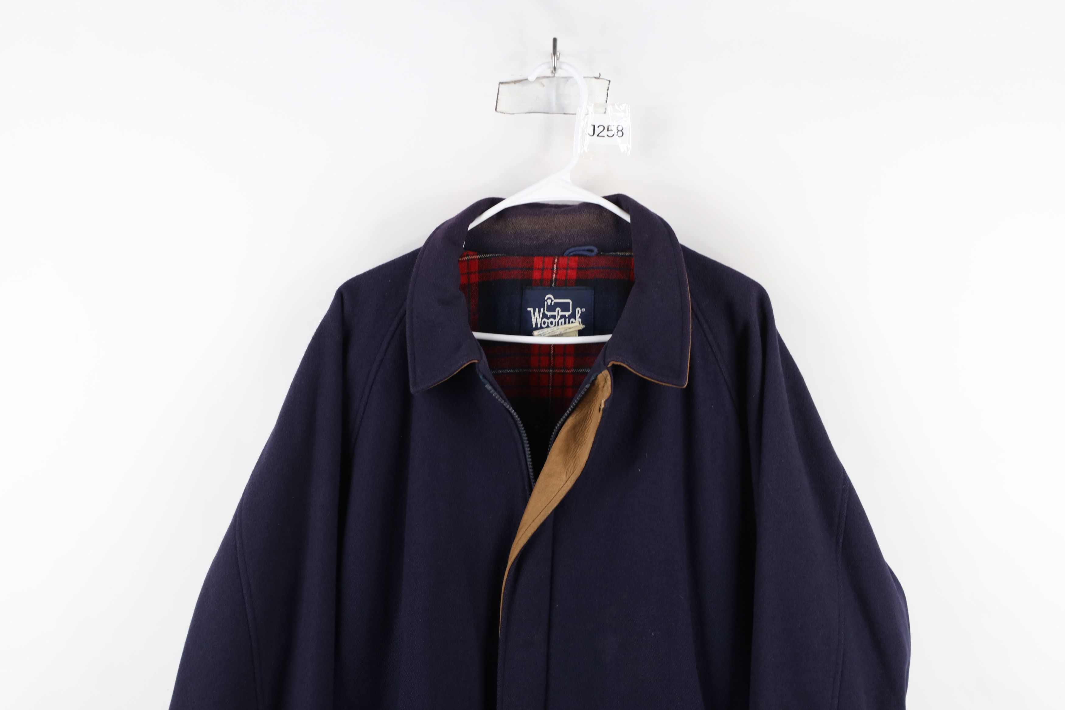 Vintage × Woolrich Woolen Mills Vintage 90s Woolrich Lined Wool Bomber Jacket Navy Blue USA Size US XL / EU 56 / 4 - 2 Thumbnail