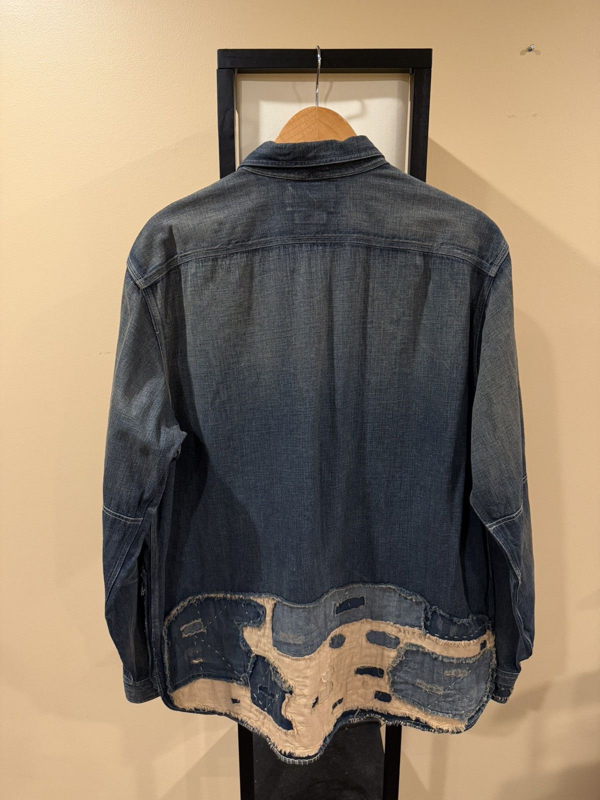 RRL Ralph Lauren RRL Ralph Lauren Limited Edition Boro Patchwork Denim Shirt Size US XL / EU 56 / 4 - 2 Thumbnail