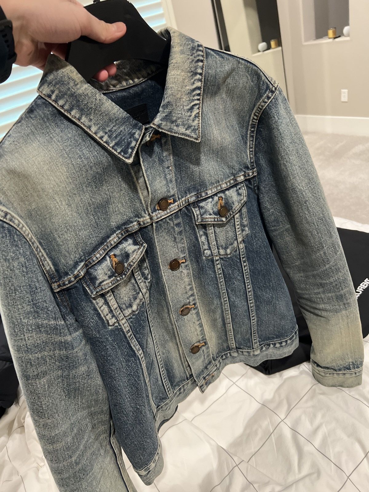 image of Saint Laurent Paris Saint Laurent Denim Jacket in Blue, Men's (Size Medium)