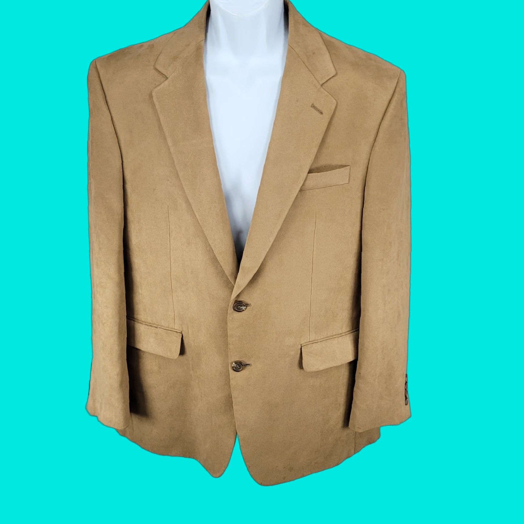 Chaps Chaps Ralph Lauren Tan Microfiber 2 Button Vented Notch Blazer Jacket Size 42 Size 42R - 1 Thumbnail