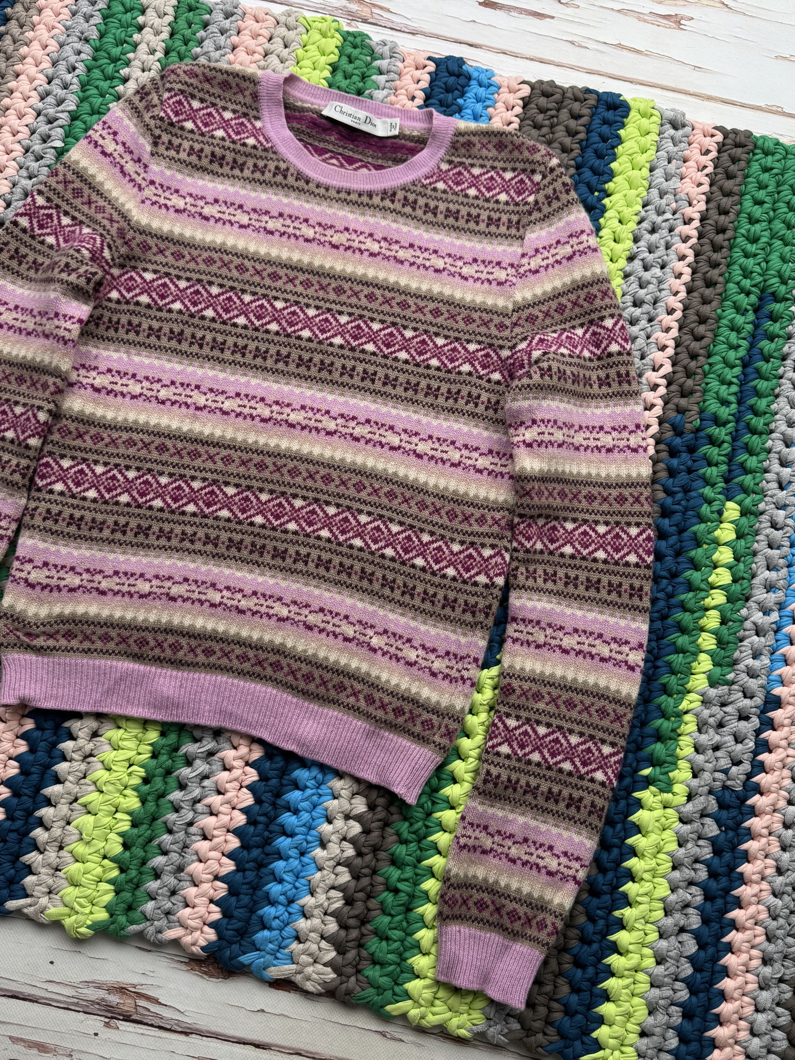 Dior Christian Dior Laine - Wool/Cashmere Arztec Sweater (V117) Size M / US 6-8 / IT 42-44 - 3 Thumbnail