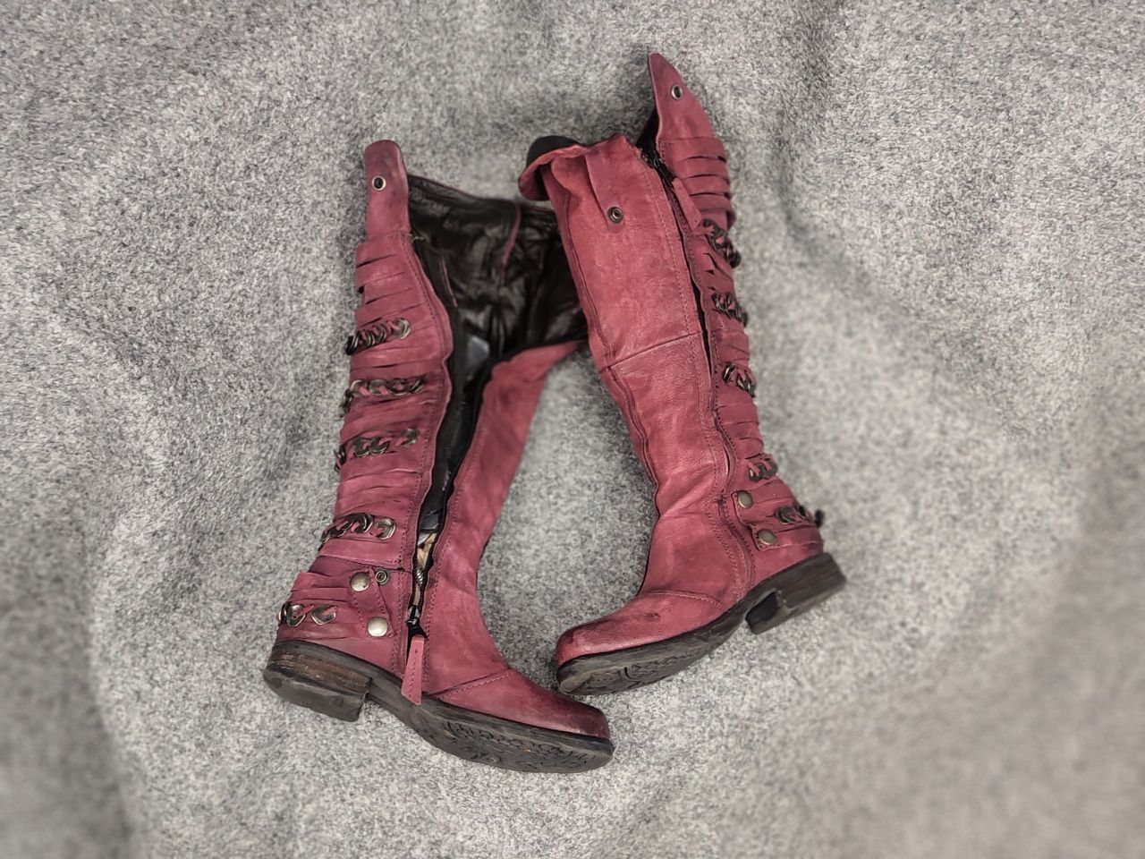 A.S.98 A.S.98 Design Airstep Metal Leather Zip Tall Knee Boots Size US 6 / IT 36 - 14 Thumbnail