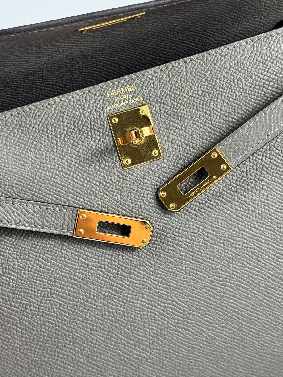 Hermes HERMES KELLY 25 GRIS MEYER EPSON LEATHER GOLD HARDWARE BAG Size ONE SIZE - 14 Thumbnail