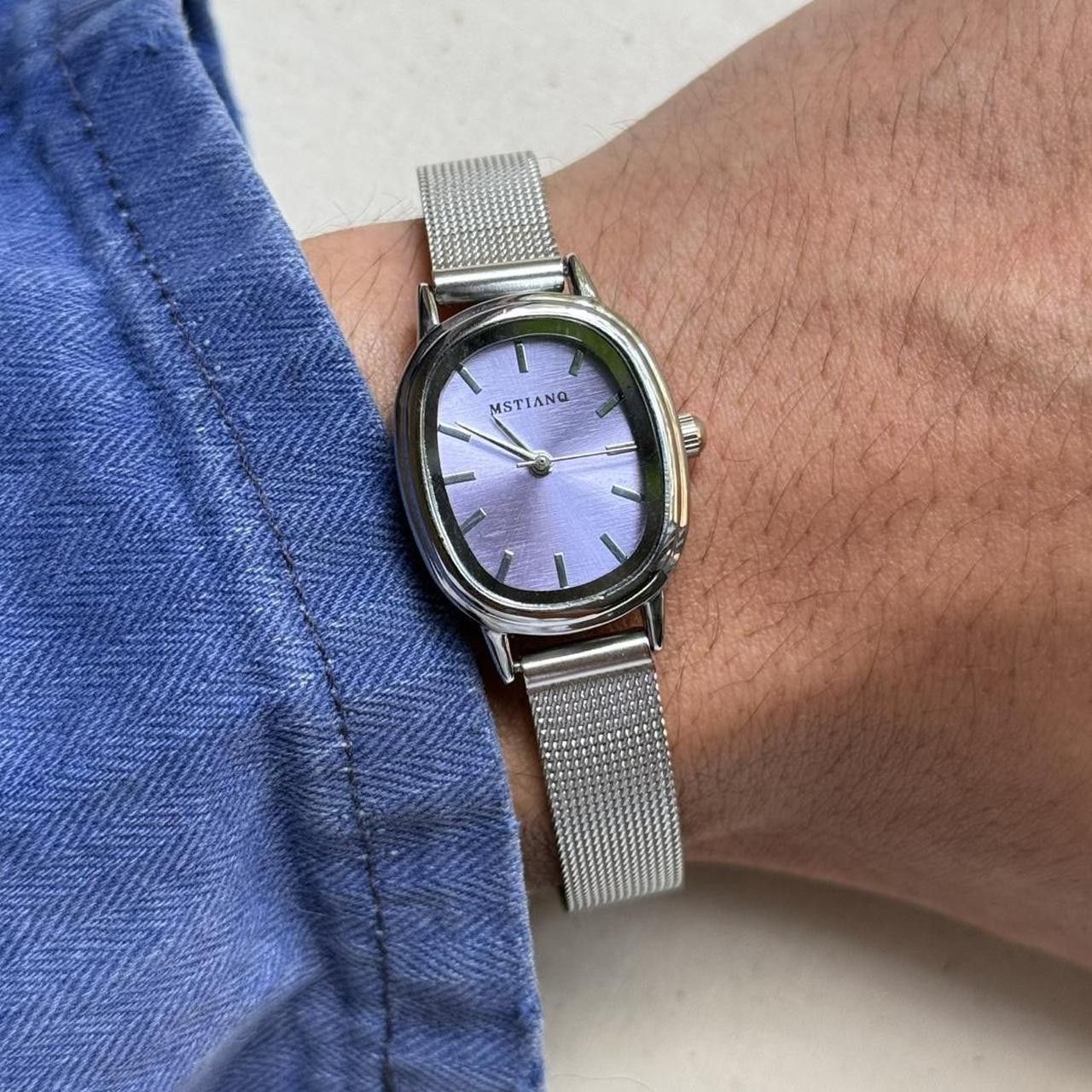 Vintage y2k silver round purple stainless steel quartz luxury watch Size ONE SIZE - 1 Thumbnail