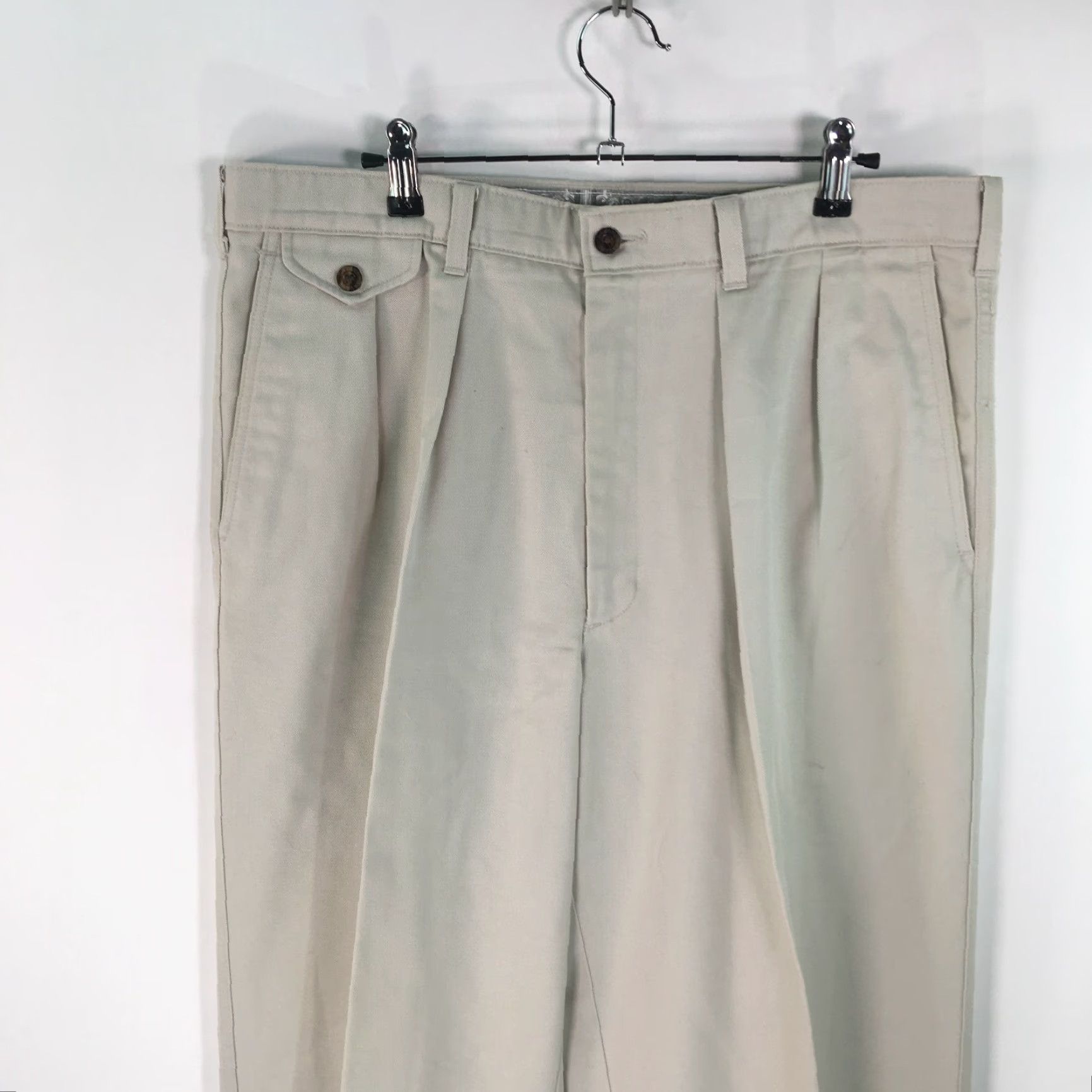 Savane Savane Men's White No Wrinkle Chino Dress Pants 36X34 Straight Leg Regular Fit Casual Size US 36 / EU 52 - 3 Thumbnail