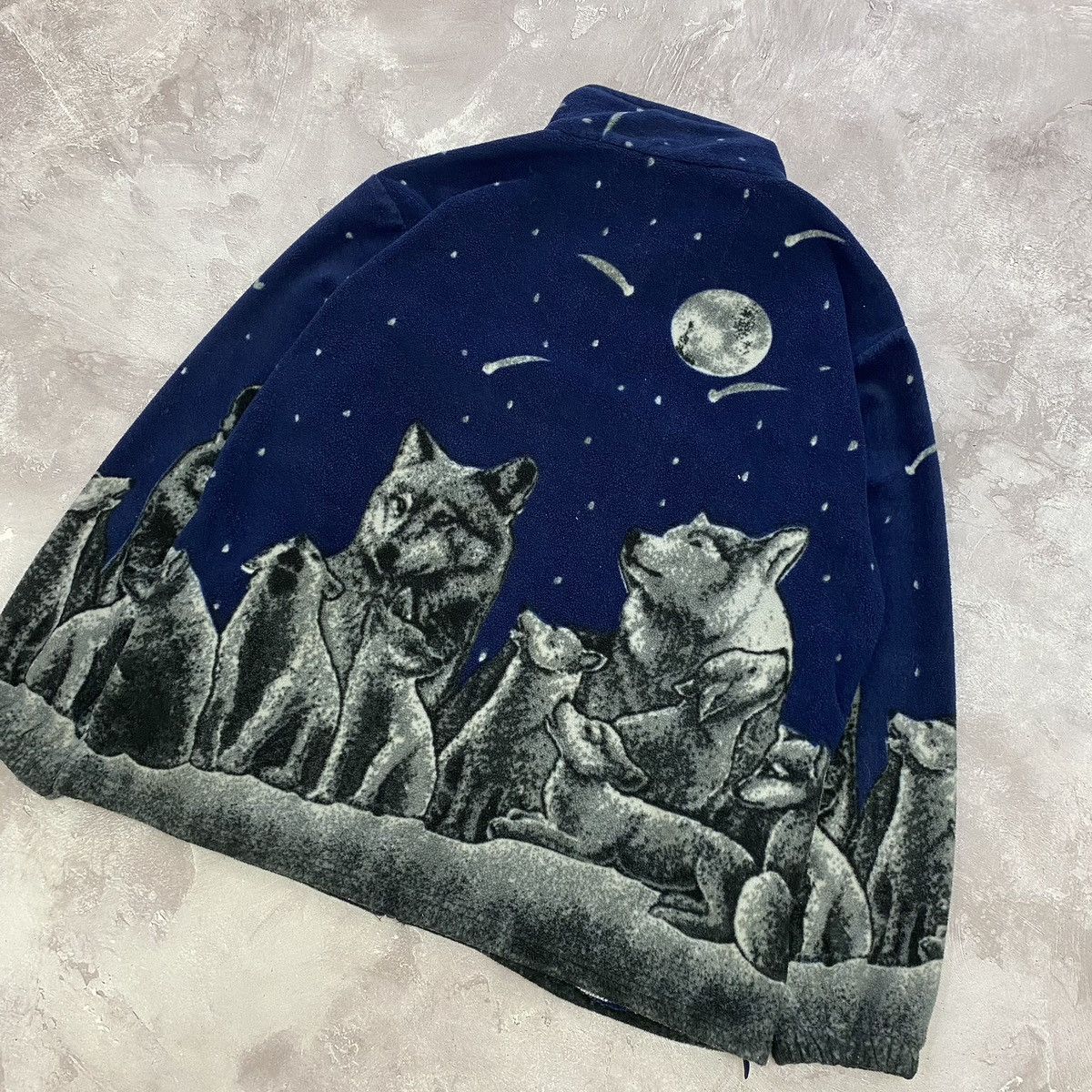Japanese Brand Vintage Wolf Fleece All Over Print Full Zip Size US XL / EU 56 / 4 - 6 Thumbnail