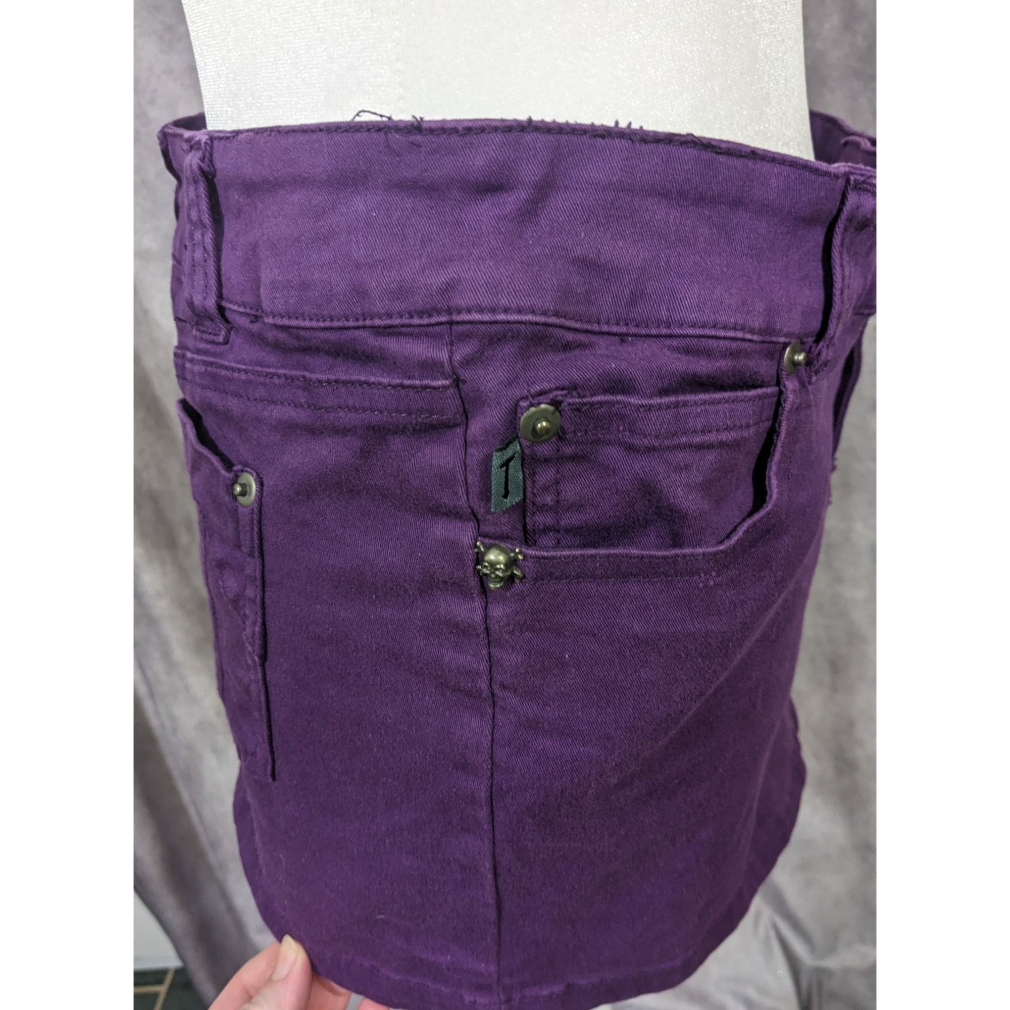 Tripp NYC Gothic Punk Tripp NYC Purple Denim Mini Skirt Size 31" - 10 Thumbnail
