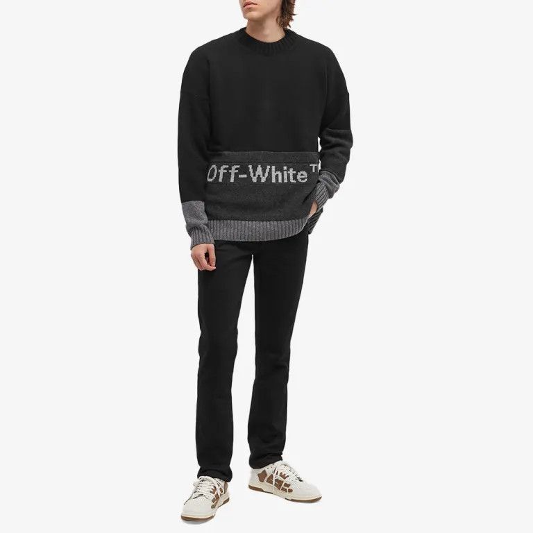 Off-White o1gr1nt1124 Blocked Knit Crewneck Sweater in Black Size US M / EU 48-50 / 2 - 4 Thumbnail