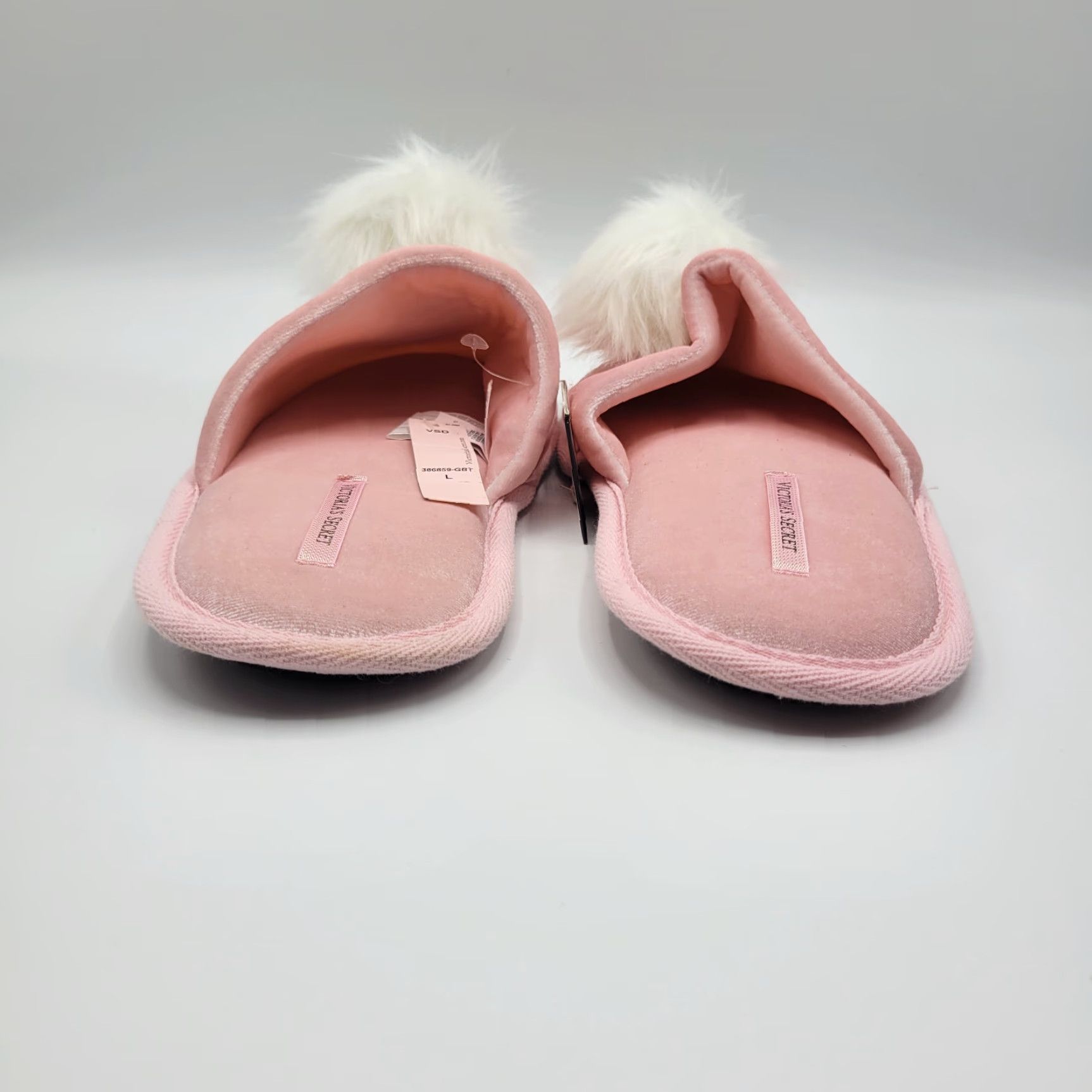Victoria's Secret VINTAGE VS Victoria's Secret Slippers Women Pink 9-10 Pom Pom Spa Slippers Pink Womens Size ONE SIZE - 4 Thumbnail