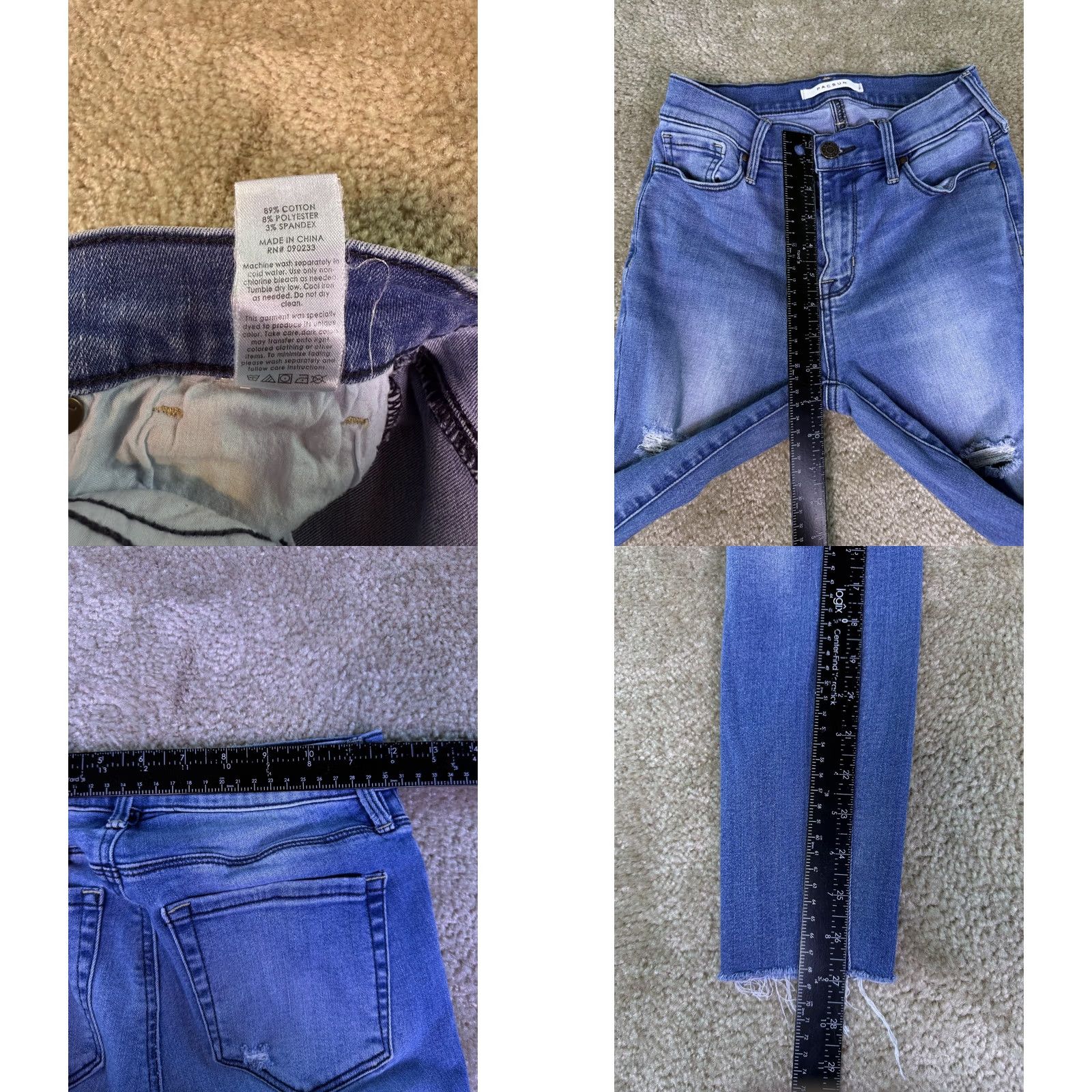 Pacsun PacSun Womens Jeans Mid Rise Ankle Jegging Size 24 Raw Hem Stretch Blue D878 Size 42" / US 20 - 8 Thumbnail