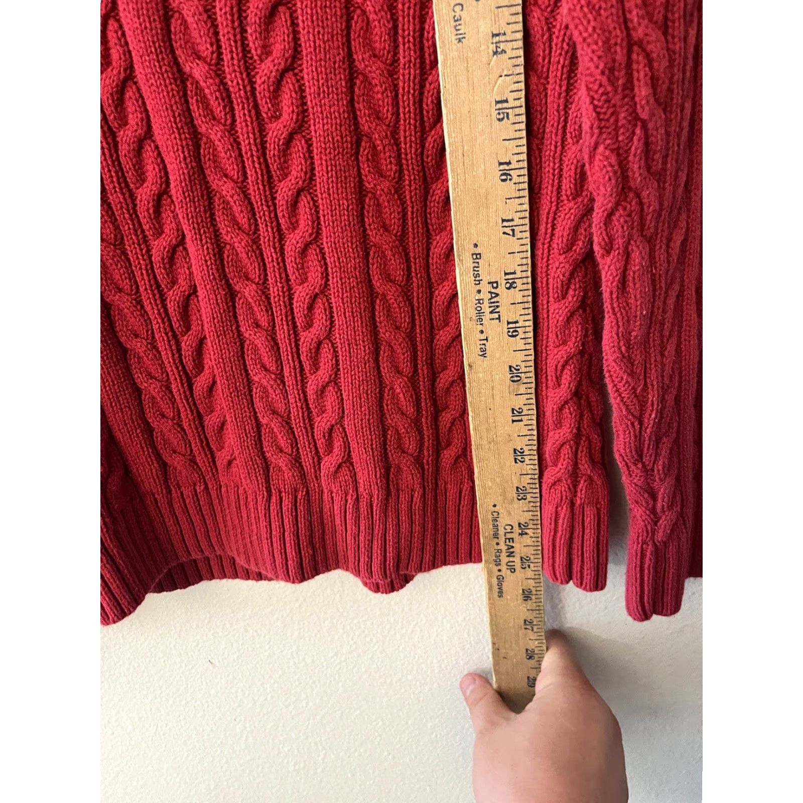 Croft & Barrow VINTAGE Croft & Barrow Women's Large Red Mock Cable Knit Sweater Size L / US 10 / IT 46 - 4 Thumbnail