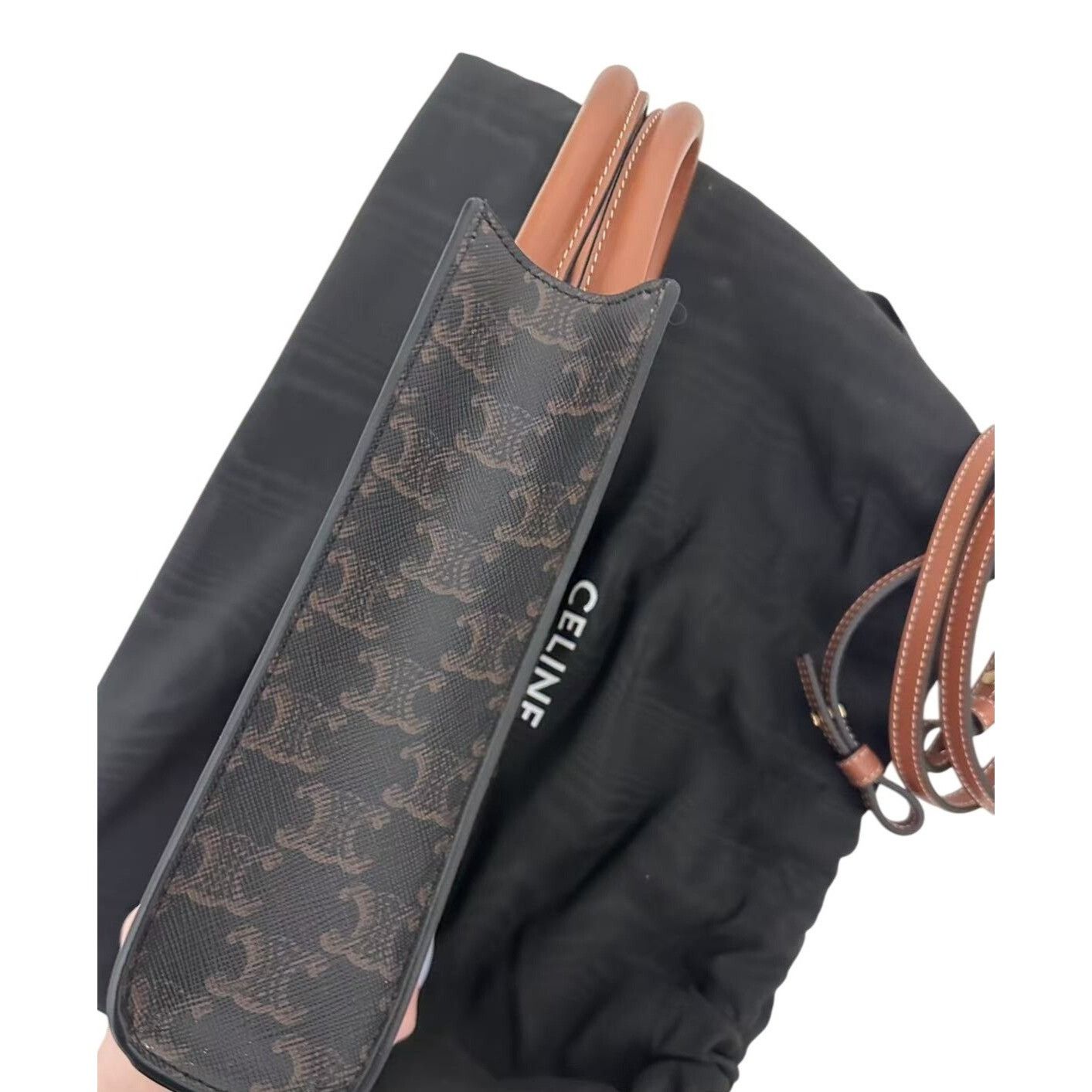 Celine Celine Womens Mini Vertical Cabas Bag With Triomphe Canvas & Size ONE SIZE - 10 Thumbnail