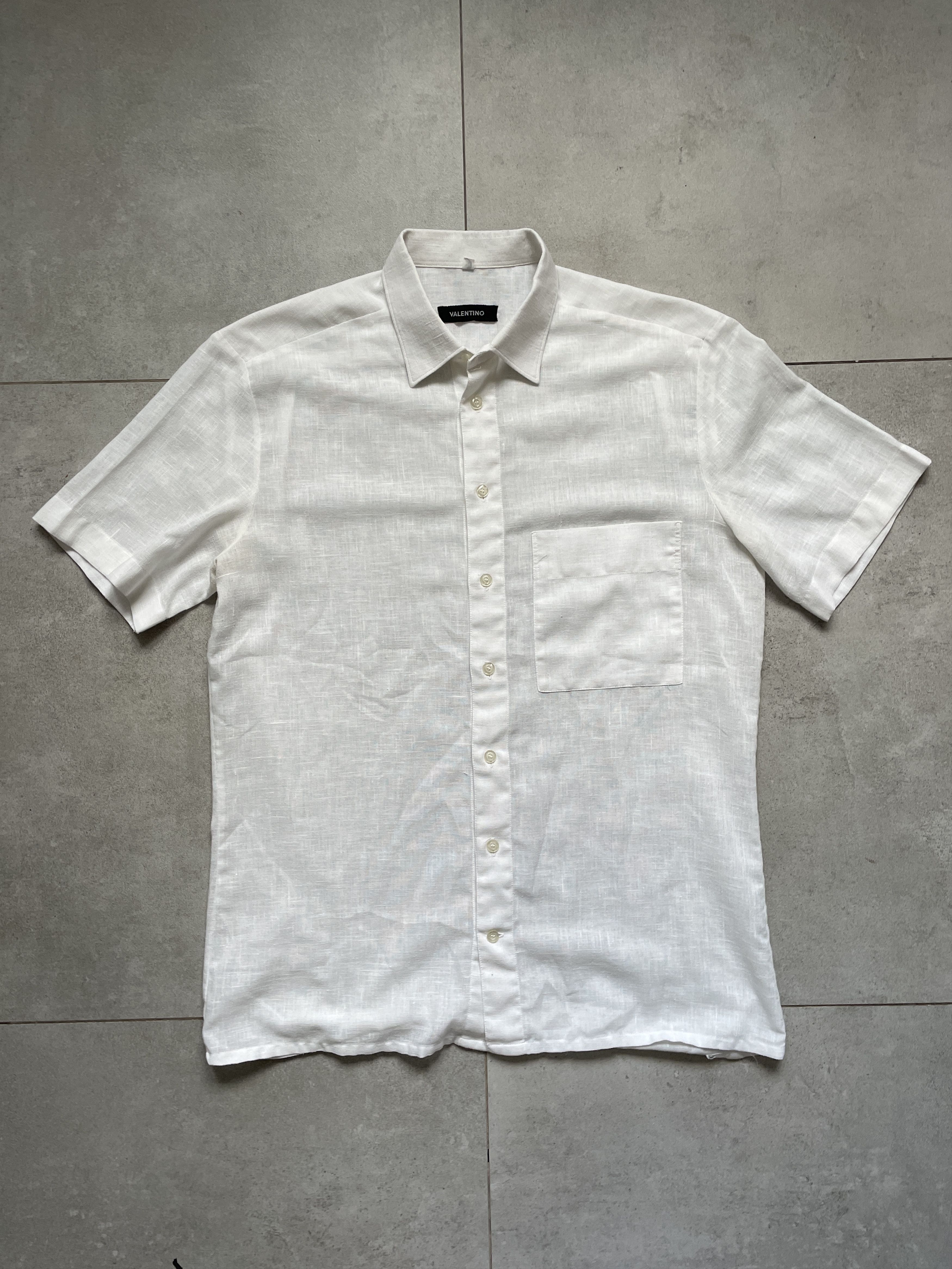 Valentino × Vintage VINTAGE 90S VALENTINO WHITE LINEN SHORT SLEEVE SHIRT Size US M / EU 48-50 / 2 - 1 Thumbnail