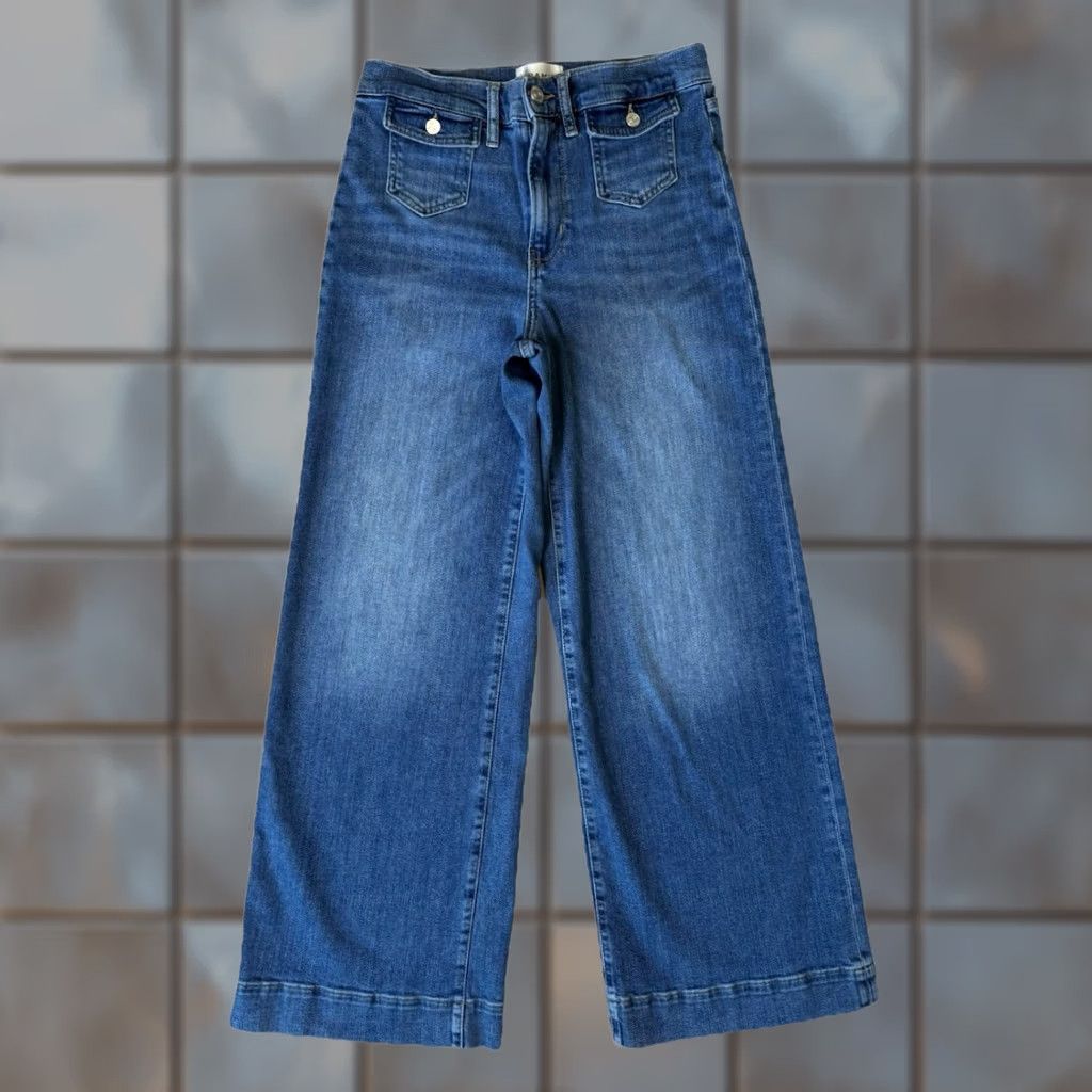 Frame Frame Le Slim Palazzo Jeans Women's 28 Blue High Rise Wide Leg Denim Medium Wash Jeans Size 28" / US 6 / IT 42 - 1 Thumbnail