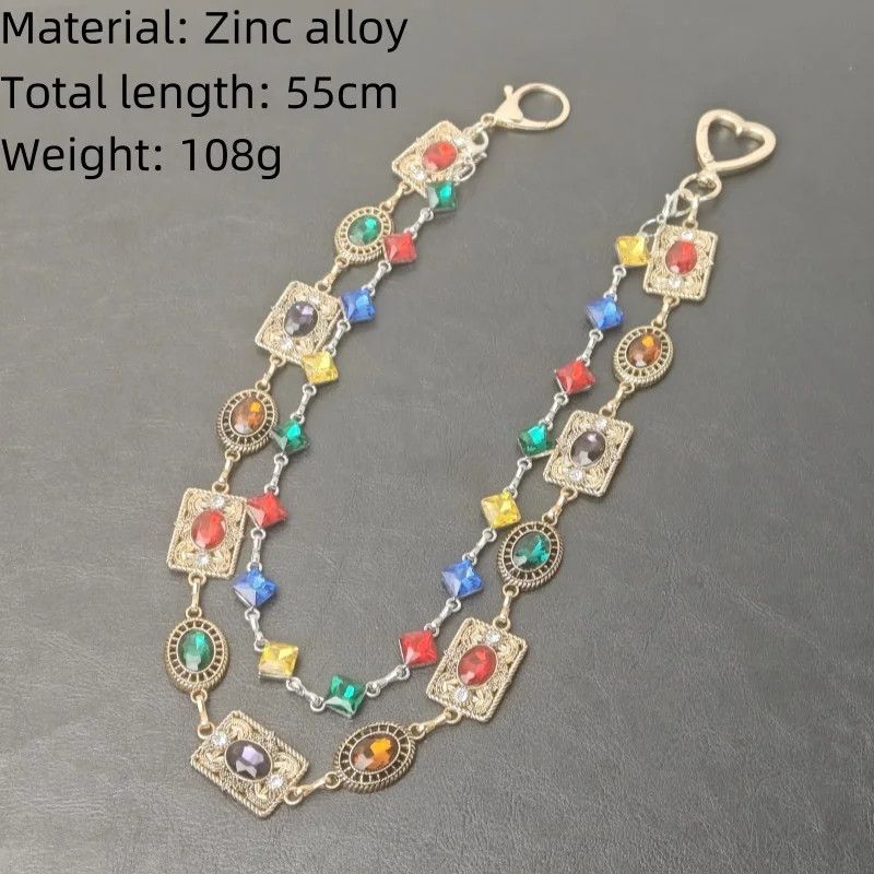 Jewelry Round Bead Rhinestone Multicolor Punk Pants Chain Size ONE SIZE - 4 Thumbnail