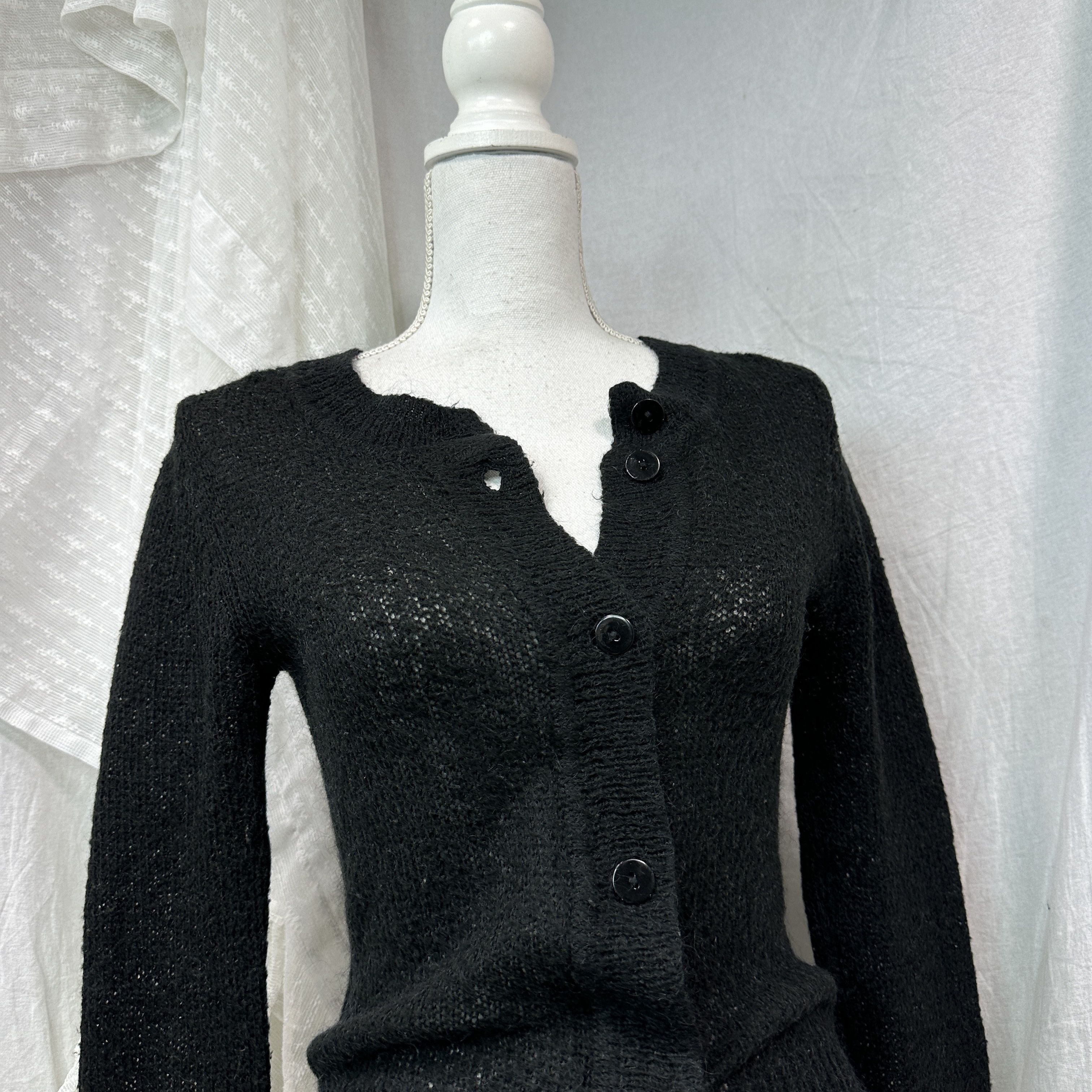 Vintage Vintage Cottage Knitted Black Intimissimi Cardigan Y2K Size S / US 4 / IT 40 - 4 Thumbnail