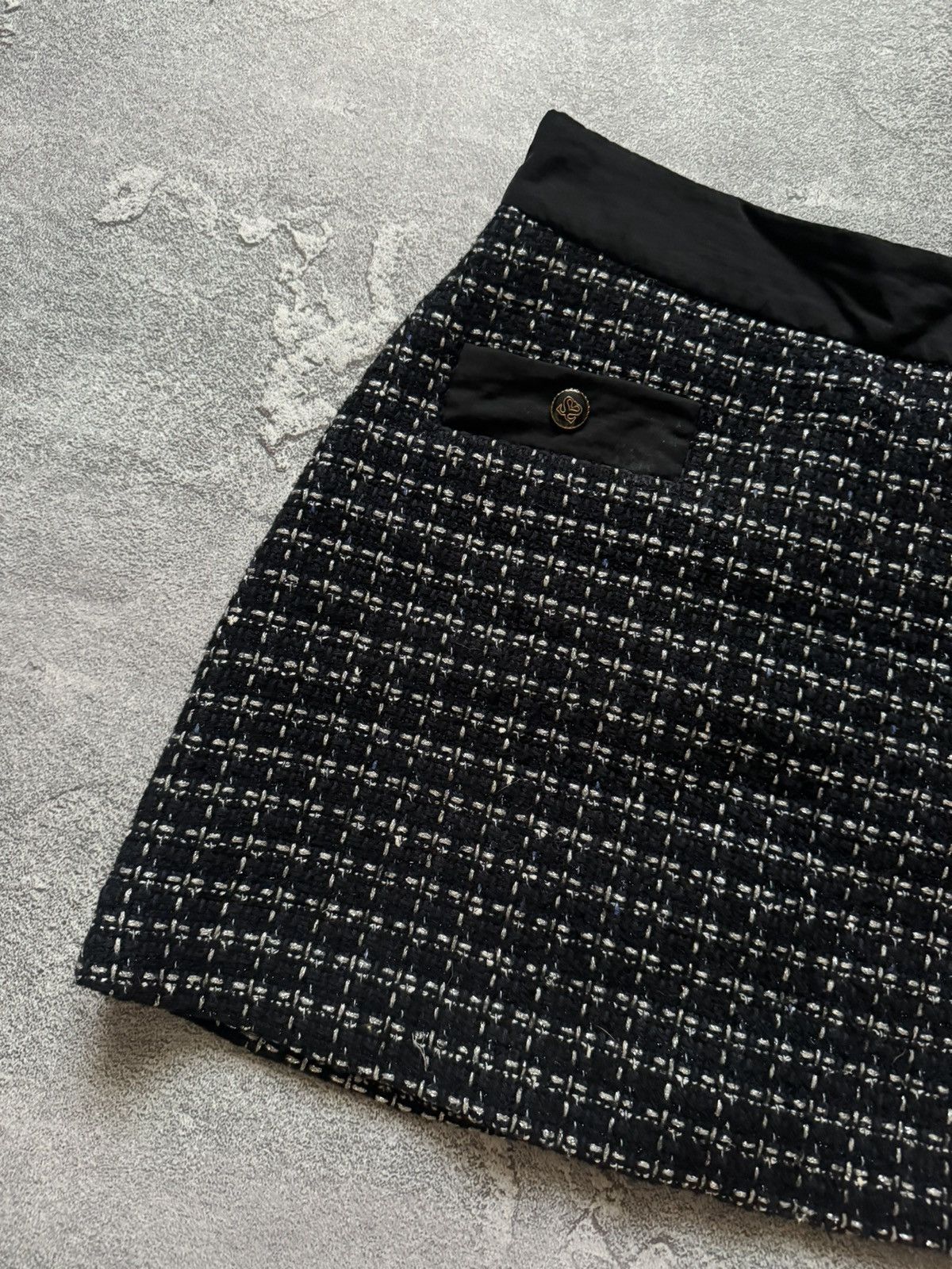 Designer × Sandro Sandro 1 tweed mini skirt chekered dark blue Size 25" / US 0 / IT 36 - 5 Thumbnail