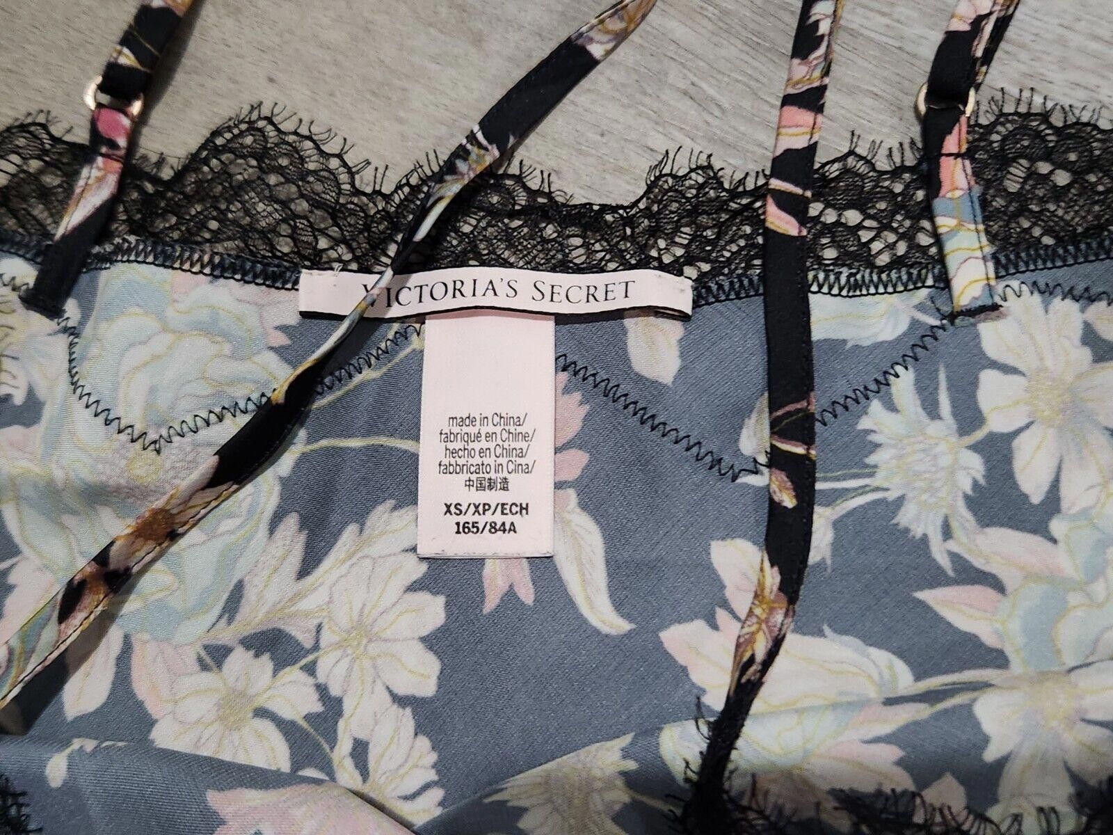 Designer Victoria Seceret Teddy Extra Small Black Floral Night Pajama Size ONE SIZE - 3 Thumbnail