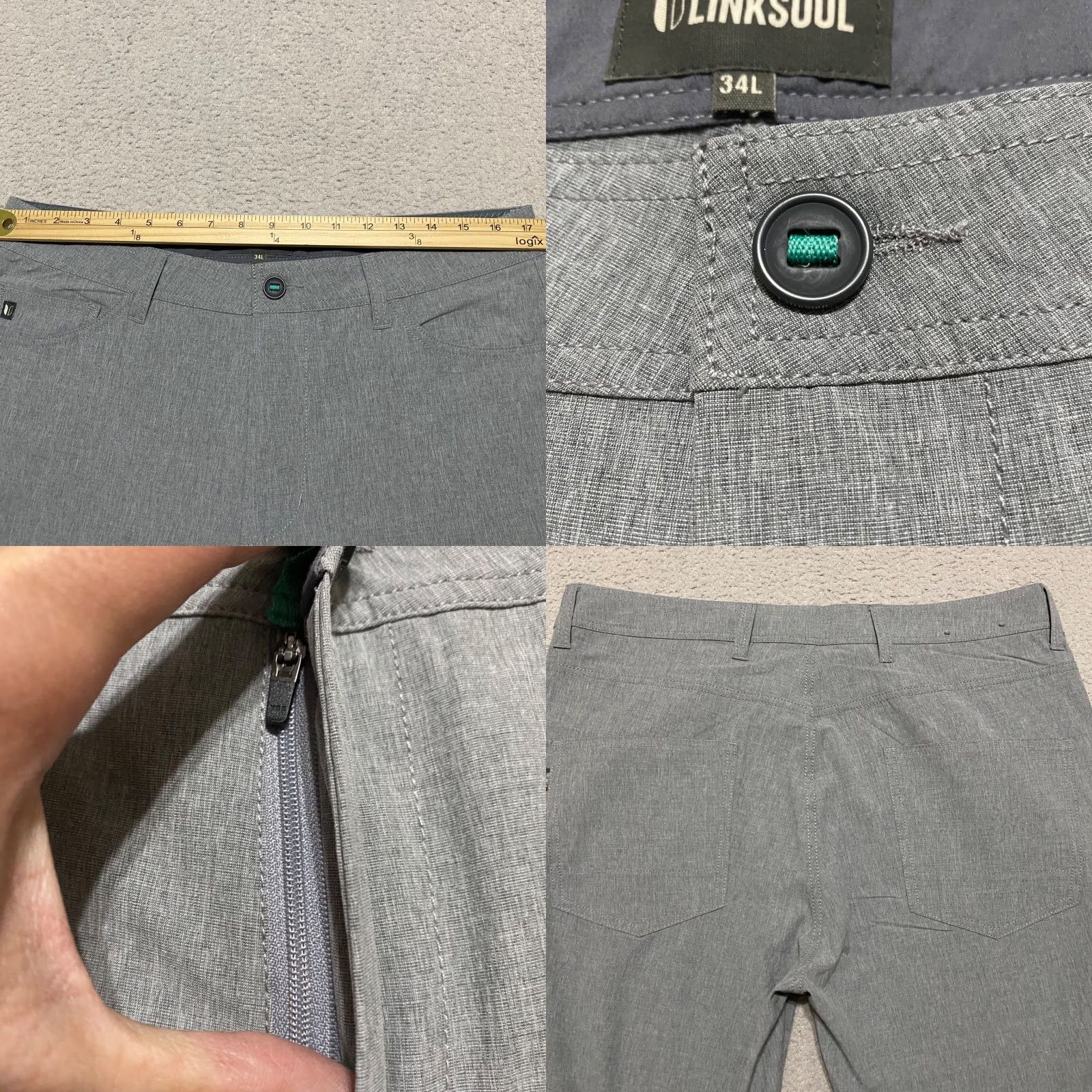 Vintage Linksoul Mens Pants Gray Slim Straight Chino Golf Performance Mid Rise 34 Tall Size US 34 / EU 50 - 8 Thumbnail