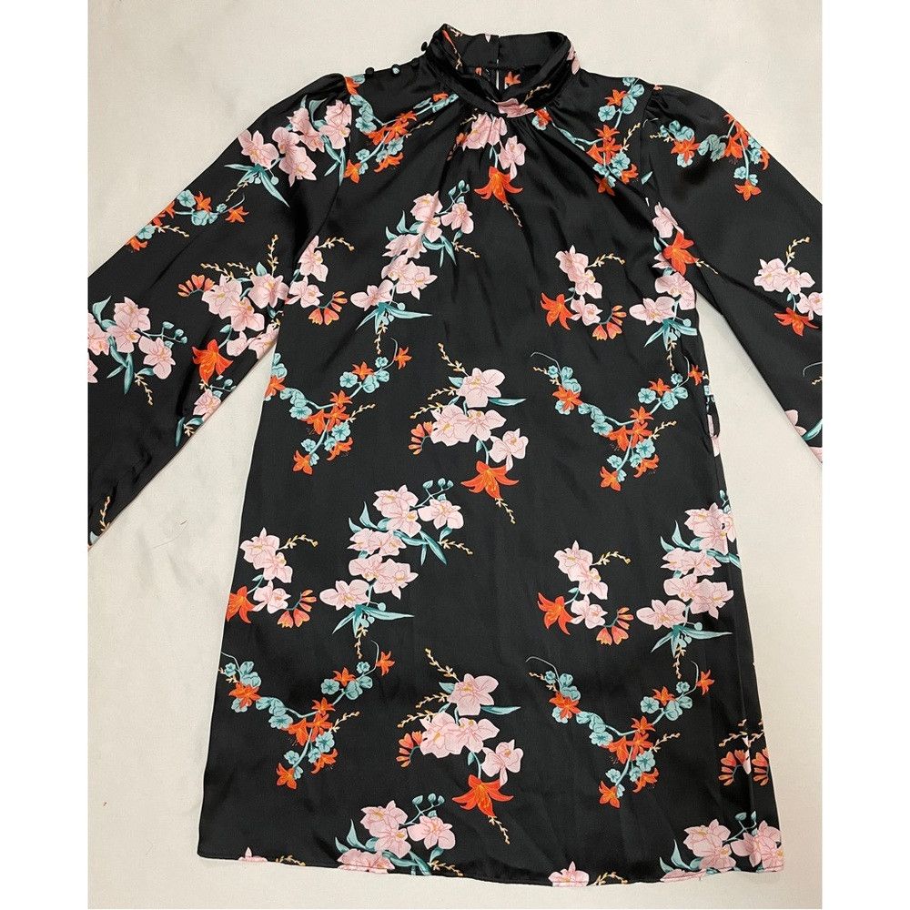River Island River Island Floral Black Mini Dress Size 4 Size S / US 4 / IT 40 - 6 Thumbnail