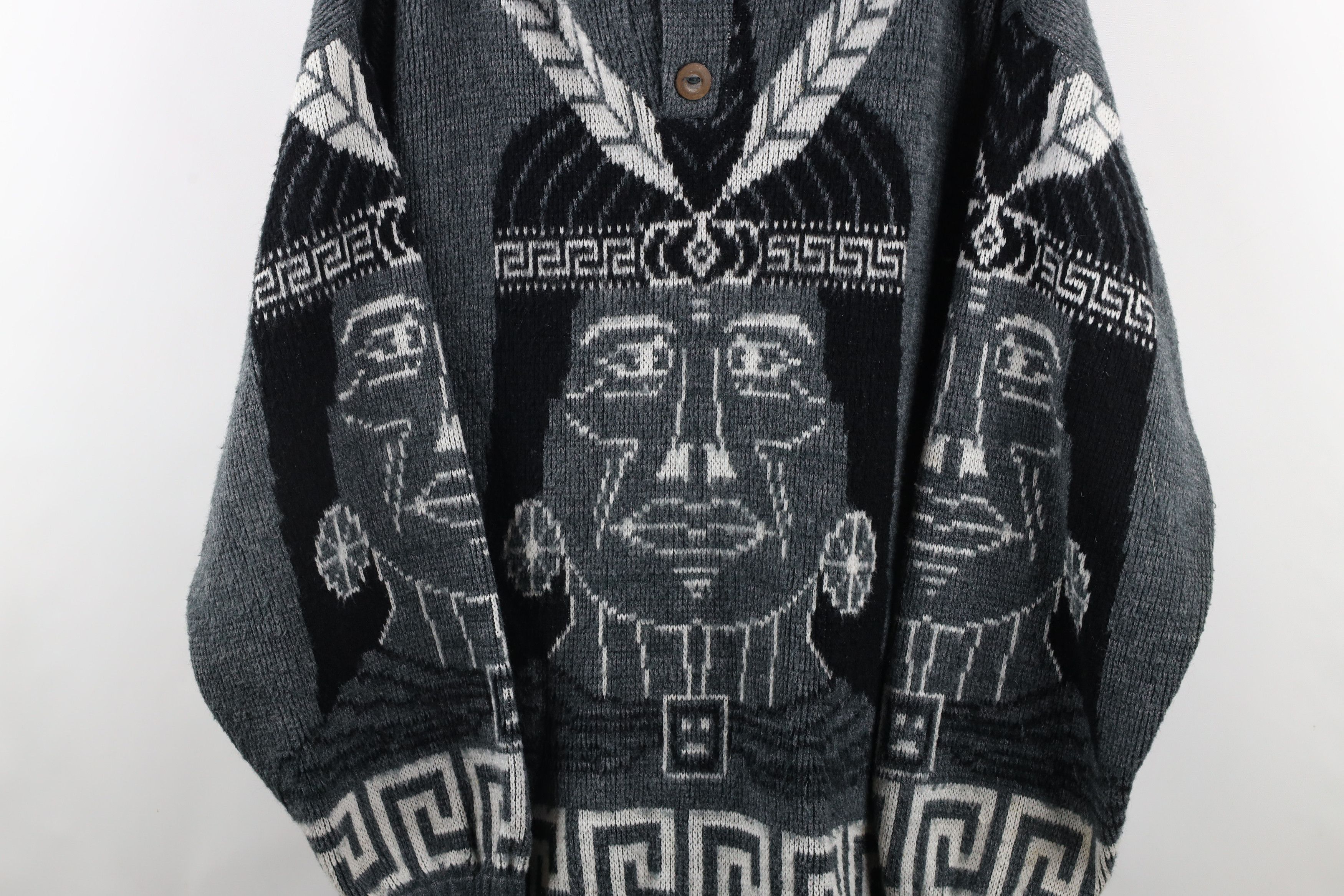 Vintage Vintage 90s Streetwear Tribal Warrior All Over Print Hoodie Size US XXL / EU 58 / 5 - 3 Thumbnail