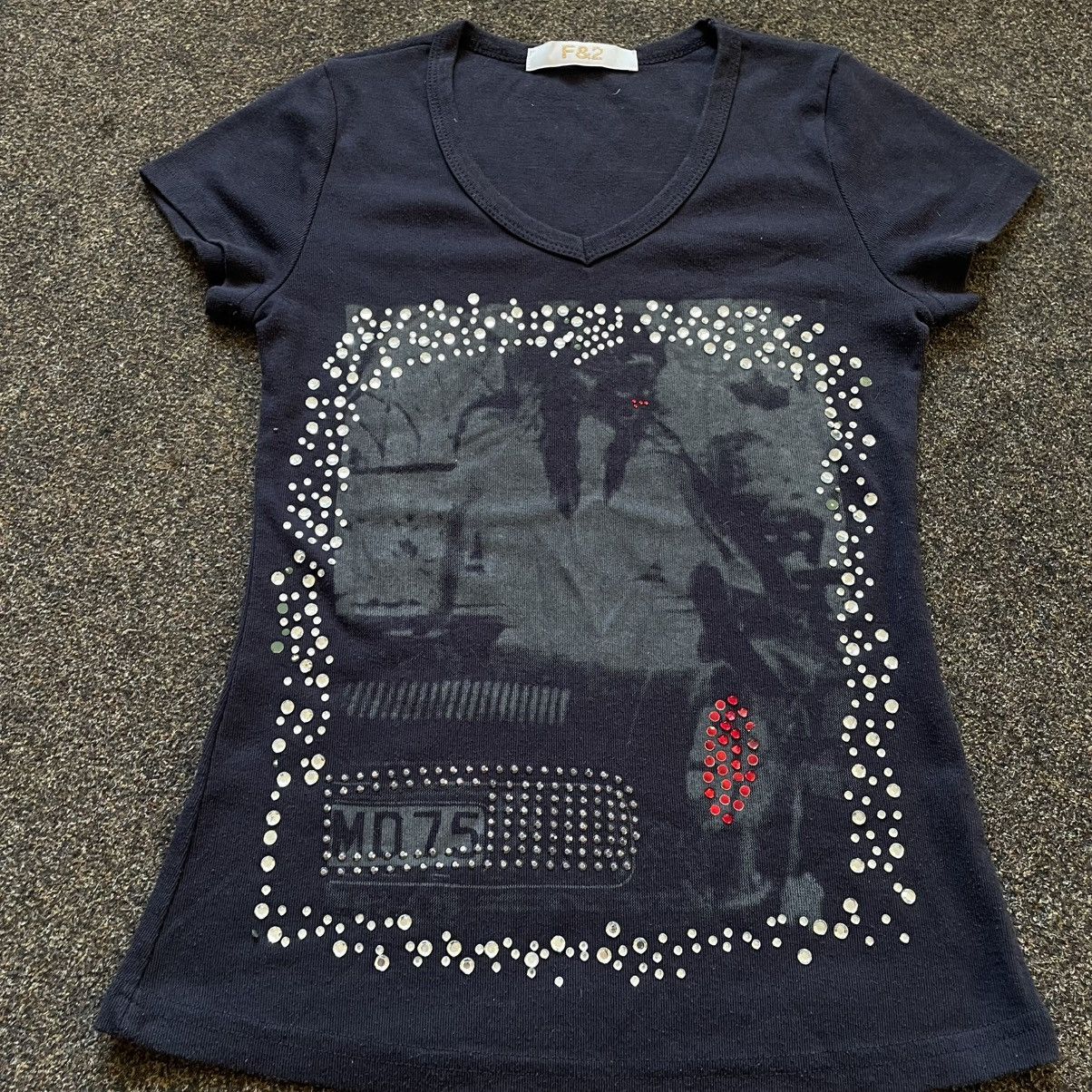 Vintage Vintage Y2K Graphic Tee Rhinestone Studded Streetwear Boxy M Size M / US 6-8 / IT 42-44 - 3 Thumbnail