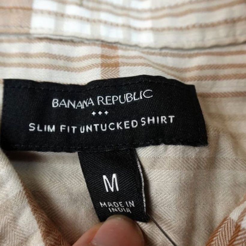 Banana Republic Banana Republic Shirt Mens M Brown White Plaid Slim Long Sleeve Button Up Size US M / EU 48-50 / 2 - 5 Thumbnail