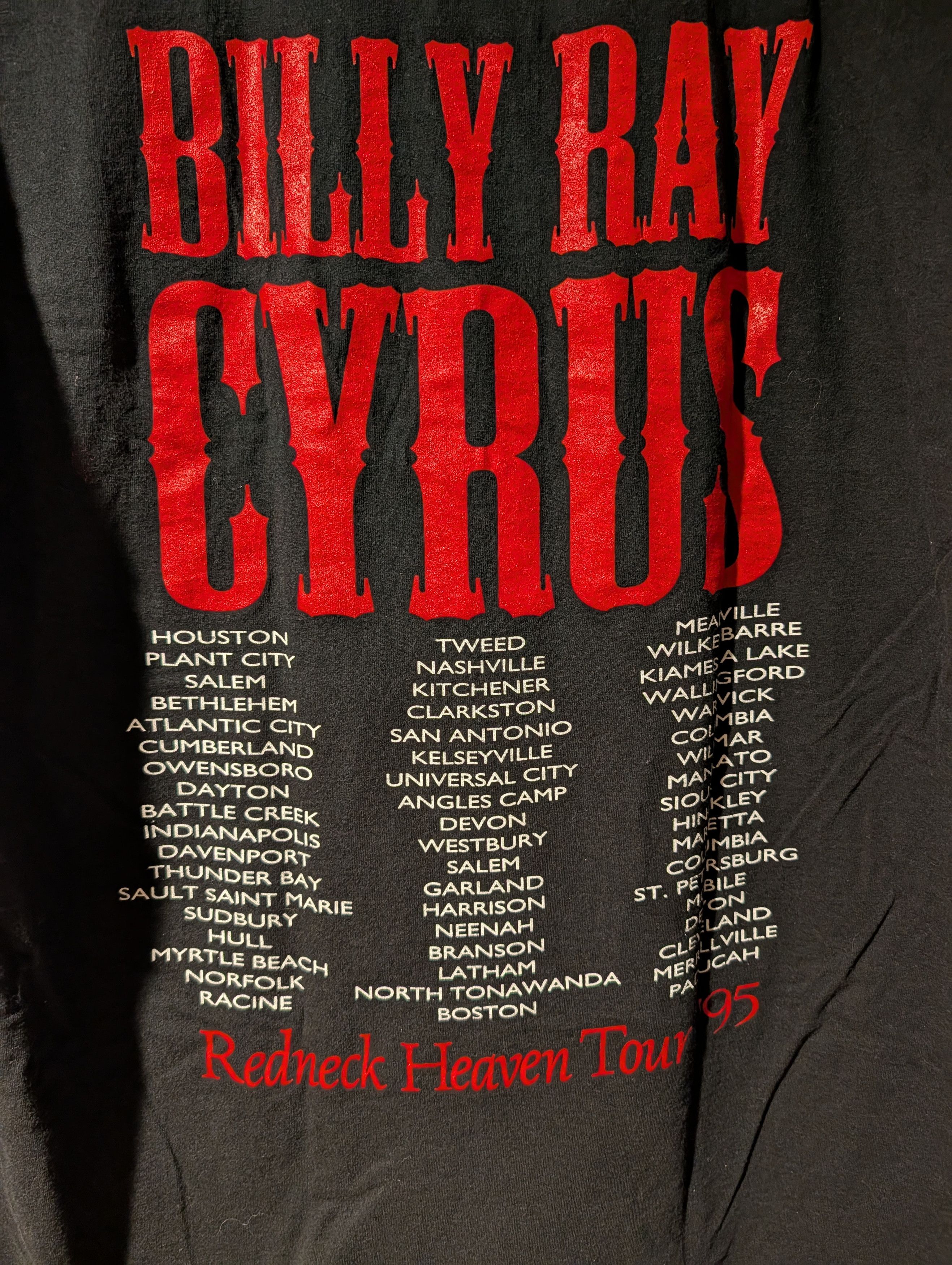 Band Tees Vintage 1995 Billy Ray Cyrus RedNeck Heaven Tour T-Shirt Size US XL / EU 56 / 4 - 9 Thumbnail