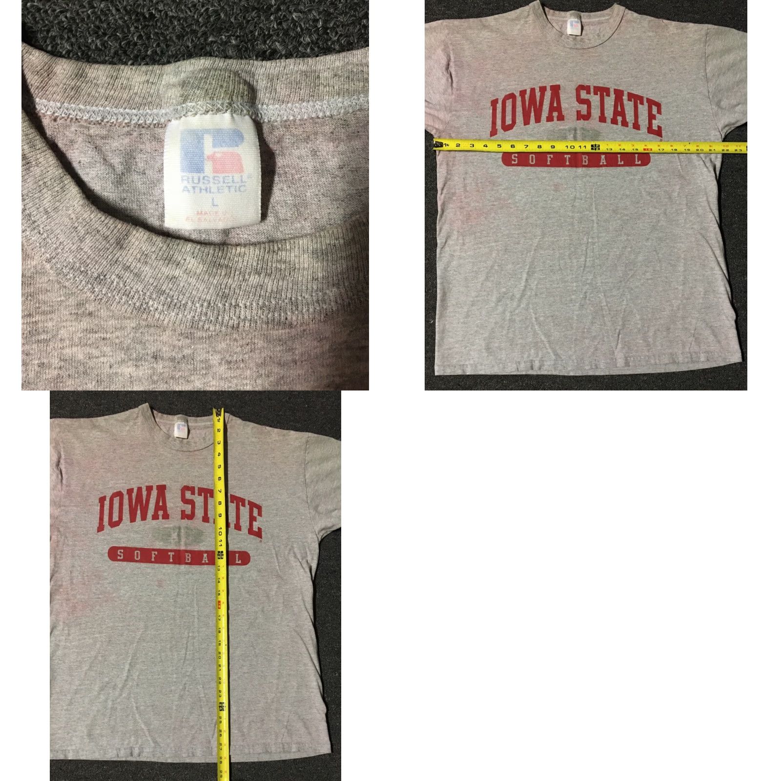Russell Athletic VINTAGE Russell Athletic Iowa State Spellout Shirt L Gray 90s College Track USA Men T-Shirt Games Sports Size US L / EU 52-54 / 3 - 8 Thumbnail