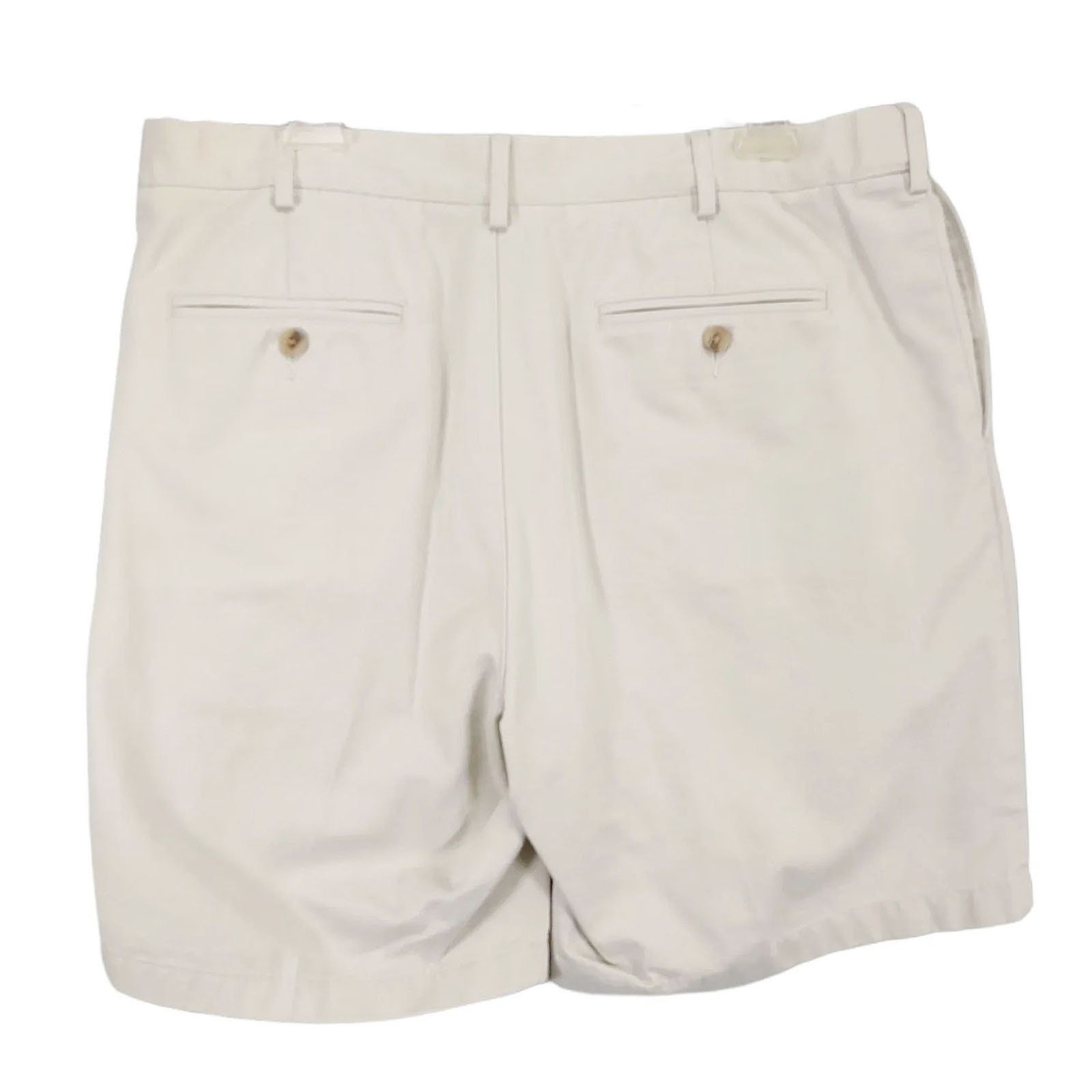 Lands' End Lands' End Traditional Fit Men's Khaki Pleated Chino Shorts Size US 36 / EU 52 - 5 Thumbnail