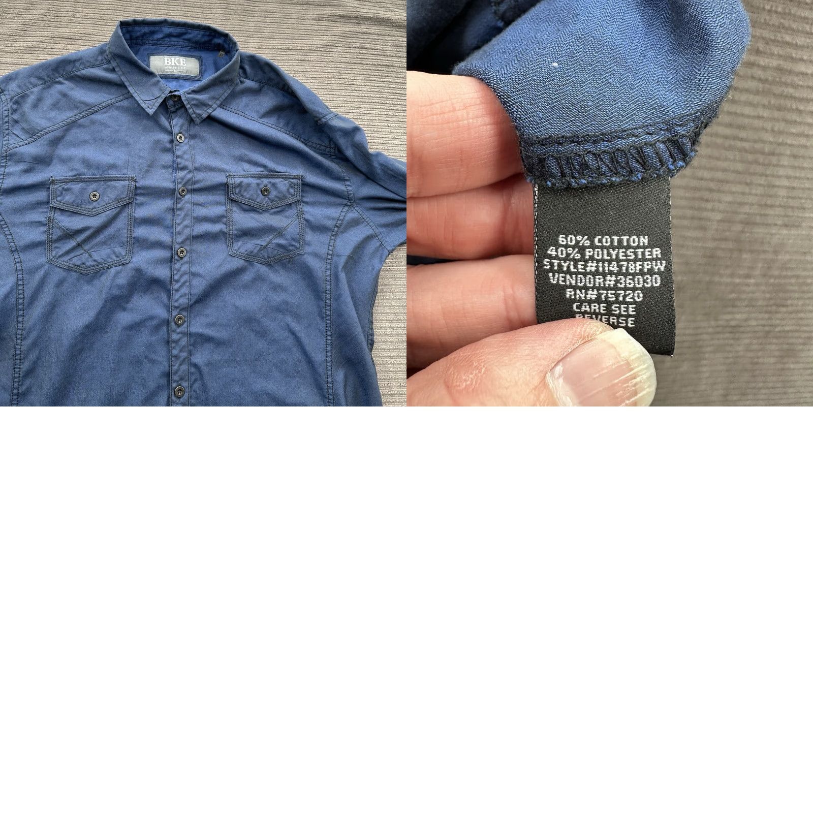 BKE BKE Athletic Fit Shirt Men XL Blue Cotton Long Sleeve Button Up Western Size US XL / EU 56 / 4 - 8 Thumbnail
