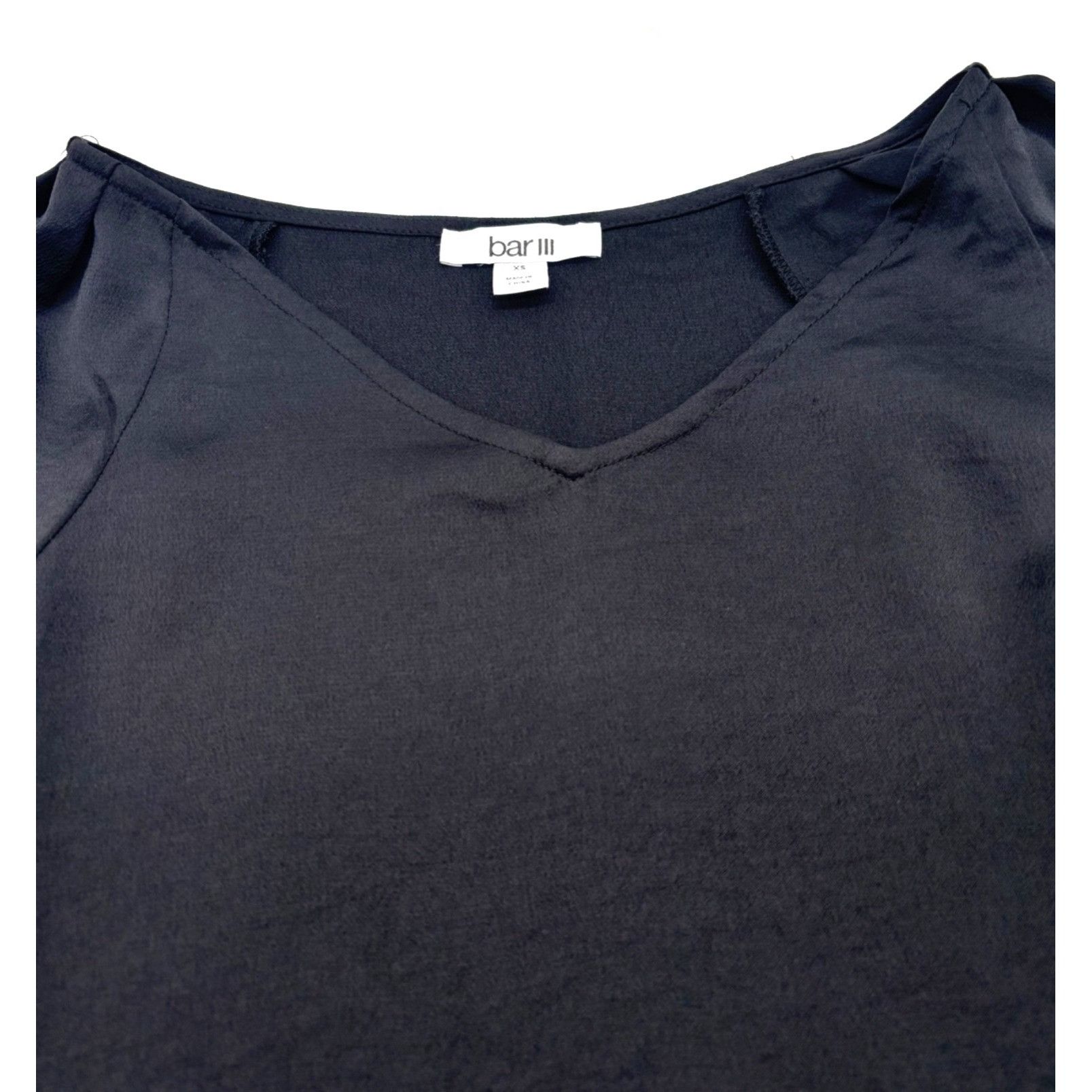 Bar III Bar III Ruffled-Cuff Woven V-neck Top, Black, Sz. XS Size XS / US 0-2 / IT 36-38 - 6 Thumbnail