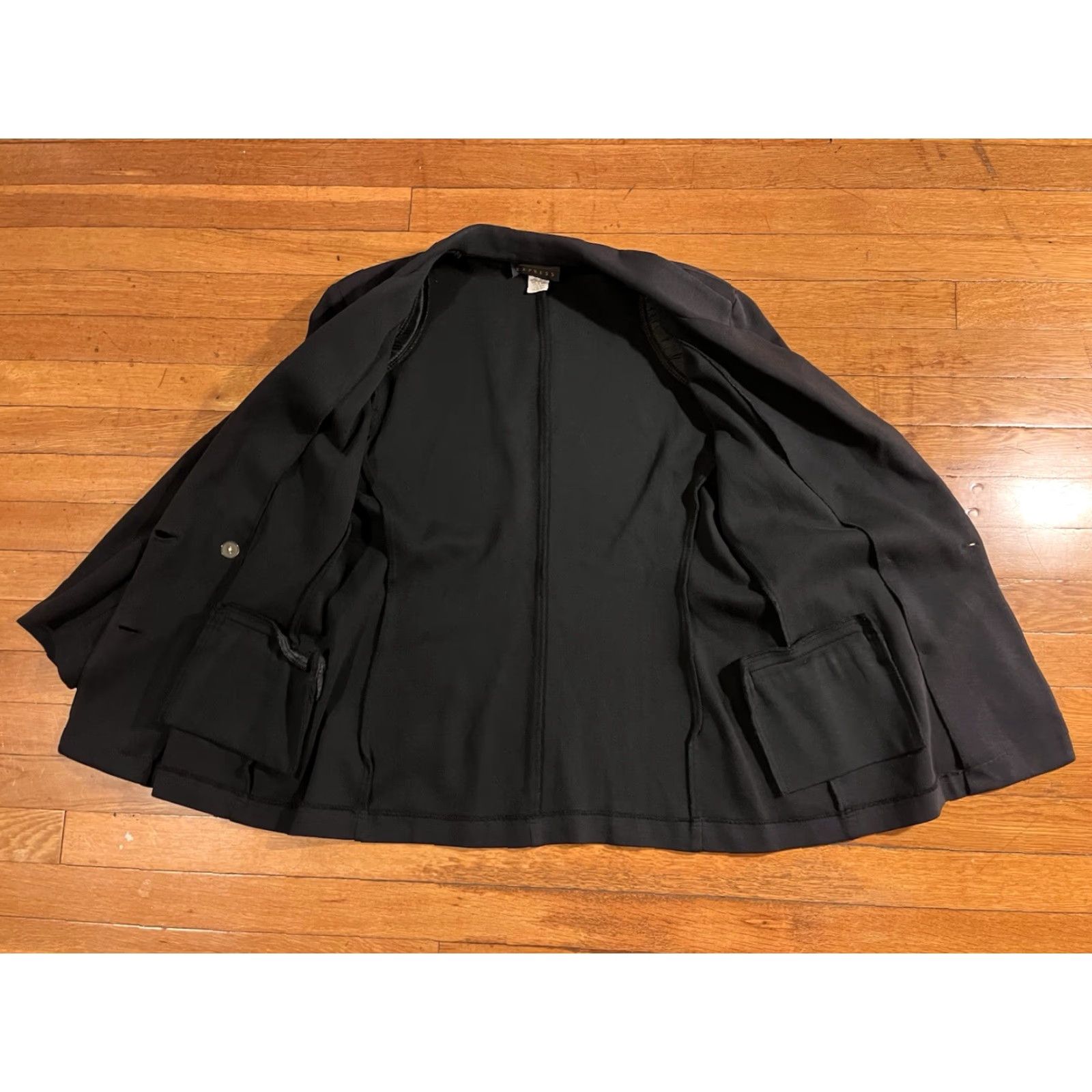 Express VINTAGE Express Blazer Women’s M Black 90s Double-Breasted Notch Lapel Shirt Jacket Pant Suit Casual Business Travel Size M / US 6-8 / IT 42-44 - 5 Thumbnail