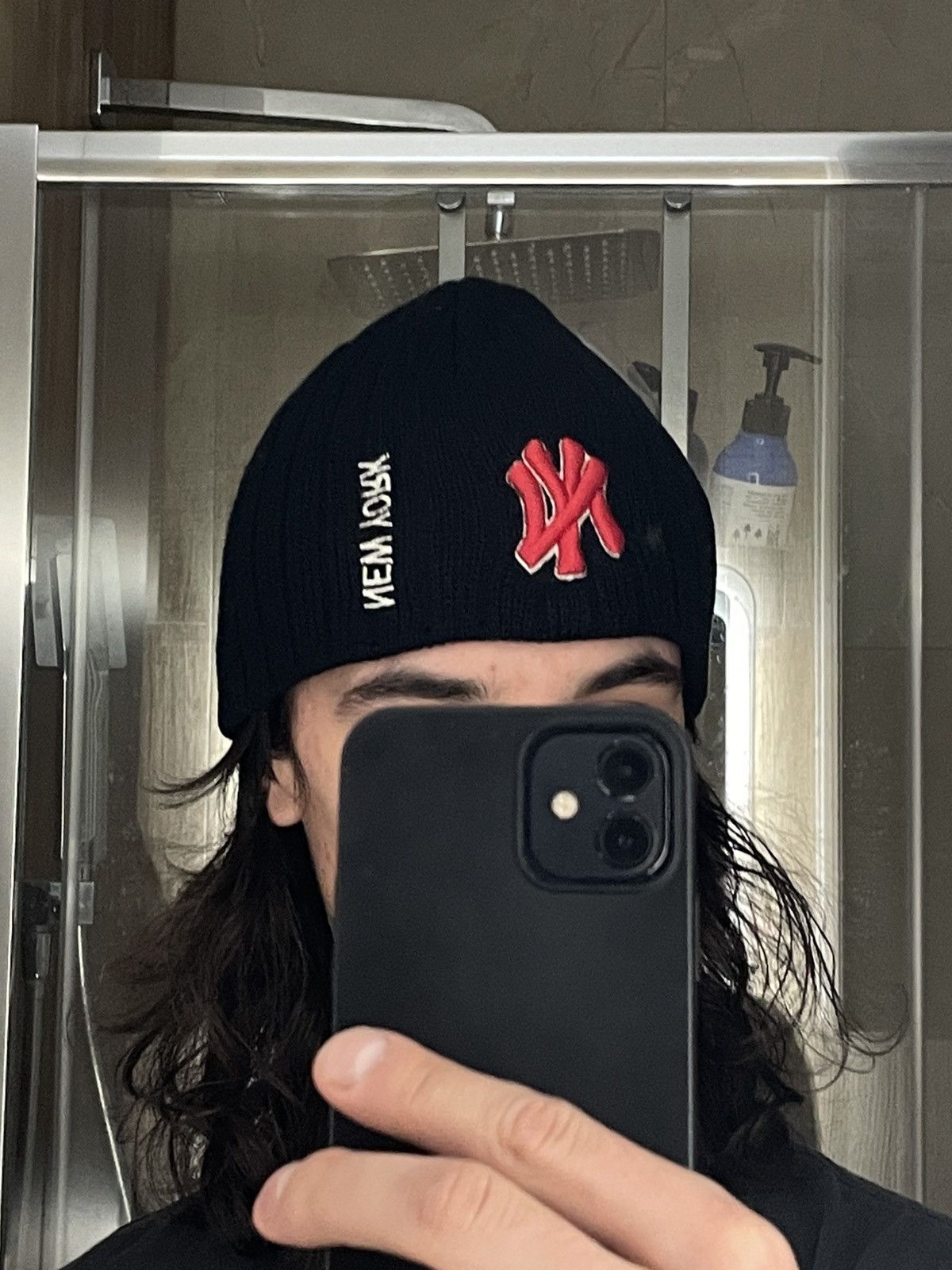 Vintage Retro 00s New York Yankees Black Beanie Hat Hiphop Rap Skate Size ONE SIZE - 2 Thumbnail
