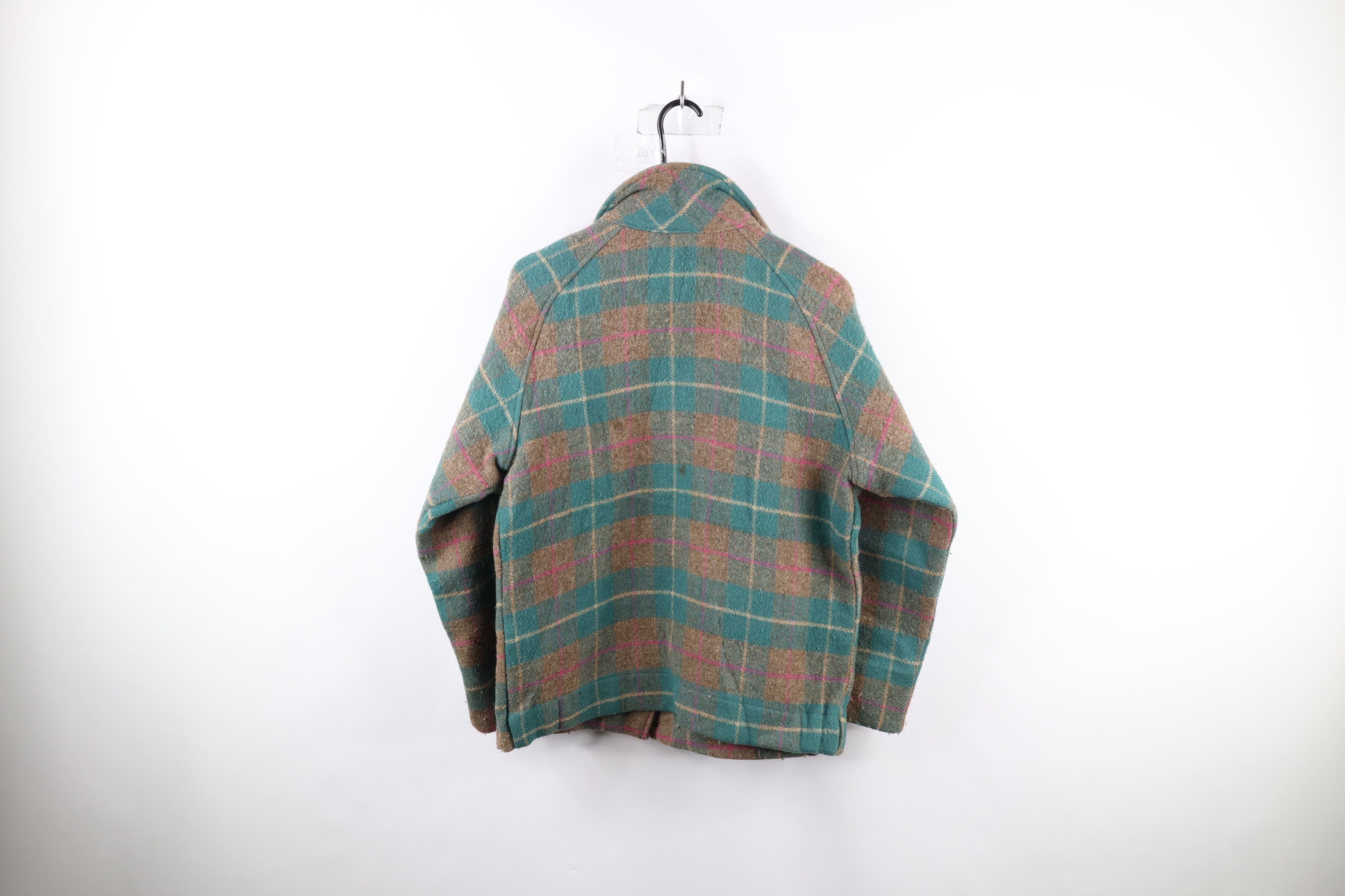 Vintage 90s Woolrich Wool Rainbow Plaid Jacket USA