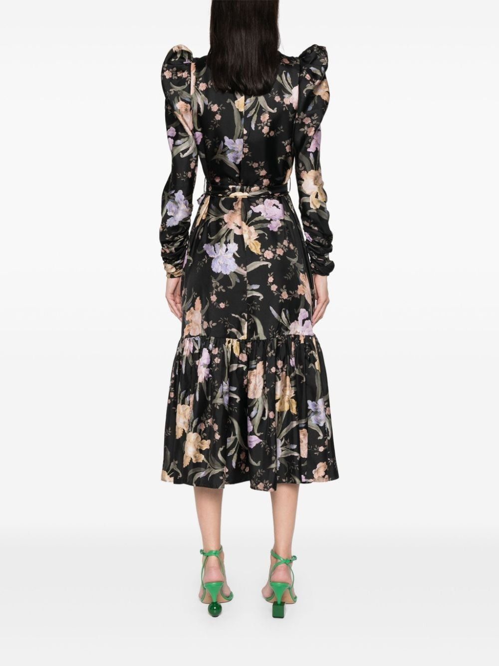 Zimmermann o1s22i1n1024 Floral Print Eden Midi Dress in Black Size M / US 6-8 / IT 42-44 - 4 Thumbnail