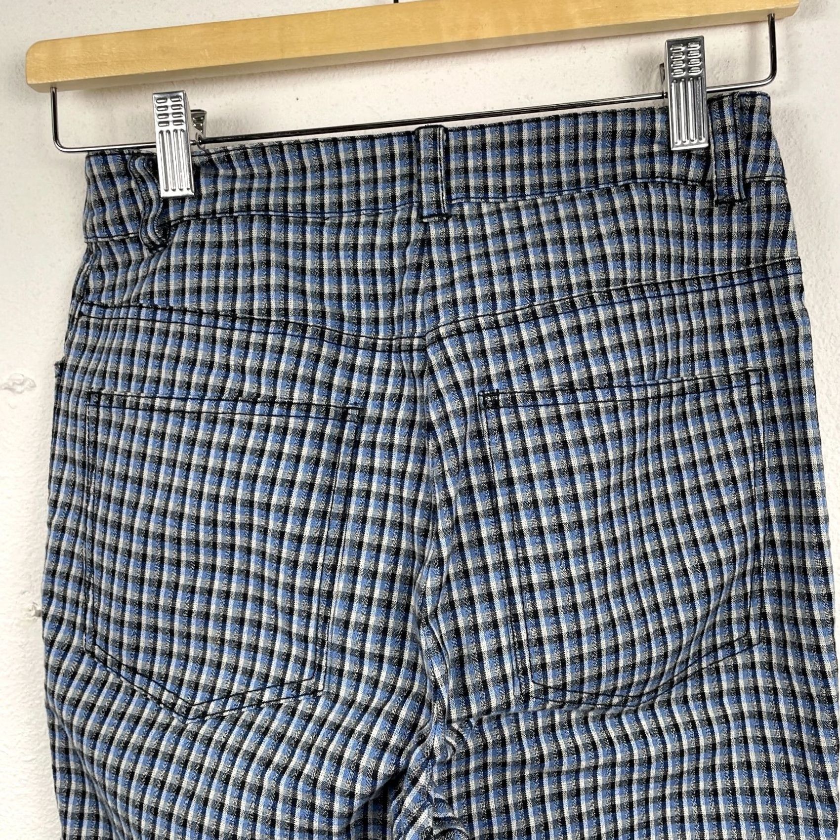 Vintage Derek Lam 10 Crosby Pants Womens Plaid Blue Flared Cropped Trousers Size 0 NEW Size 25" / US 0 / IT 36 - 7 Thumbnail