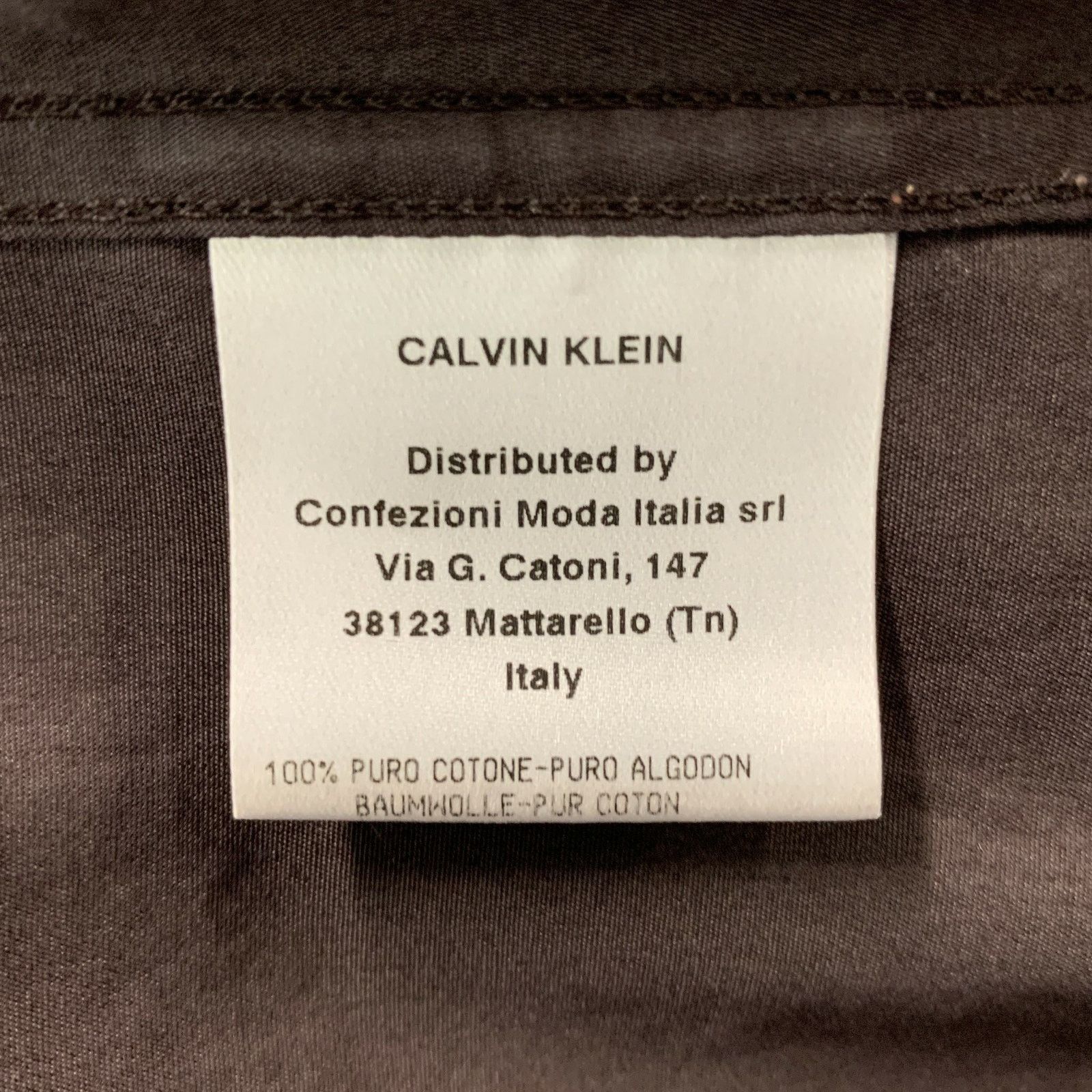 Calvin Klein Size L Solid Brown Cotton Snaps Long Sleeve Shirt Size US L / EU 52-54 / 3 - 6 Thumbnail