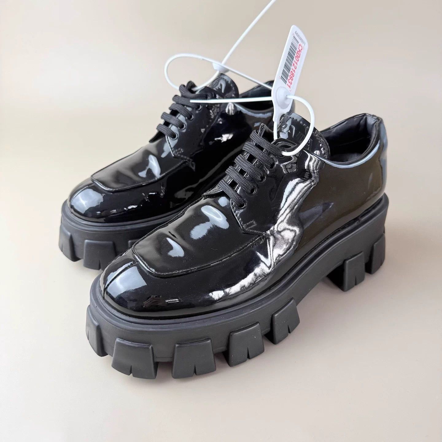 Prada Prada black patent leather platform cleated shoes 38.5 Size US 7.5 / IT 37.5 - 1 Thumbnail