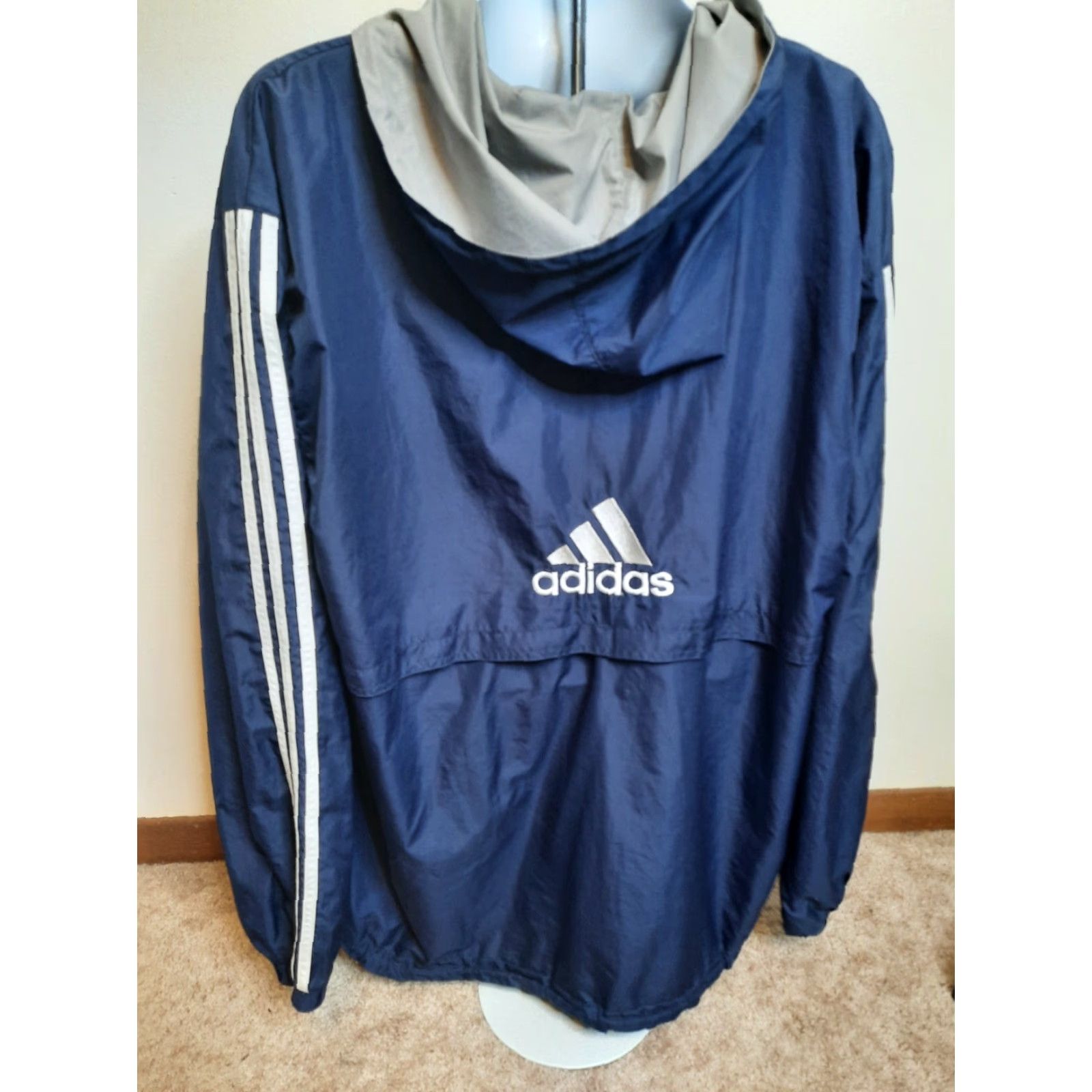 Adidas VINTAGE adidas Full Zip Windbreaker Jacket XL Hooded 3 Stripes Trefoil Blue Mens Size US XL / EU 56 / 4 - 7 Thumbnail