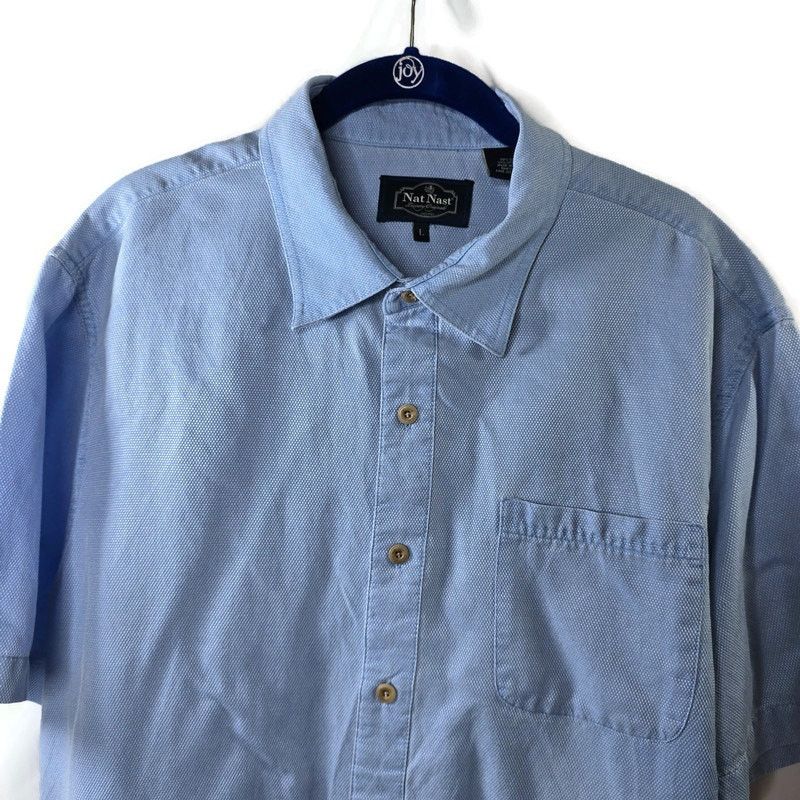 Nat Nast Nat Nast Blue Short Sleeve Button-up Silk Blend Shirt Large Size US L / EU 52-54 / 3 - 2 Thumbnail