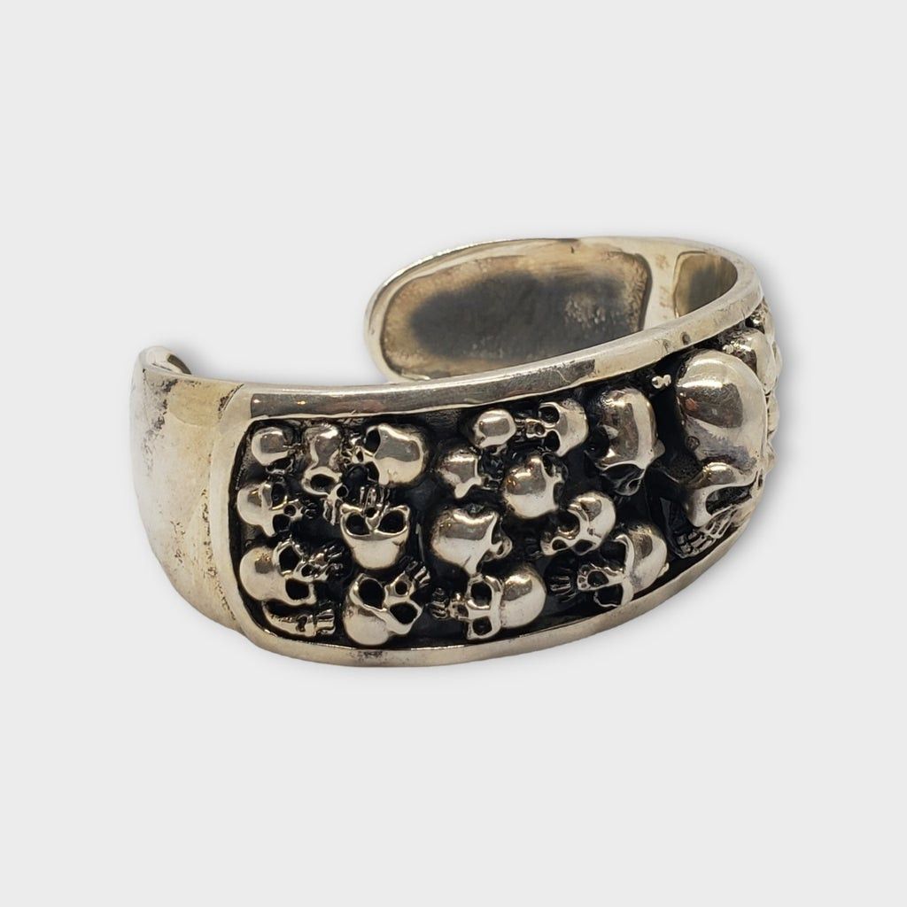 Handmade Skulls .925 silver bracelet biker rock and roll Size ONE SIZE - 7 Thumbnail